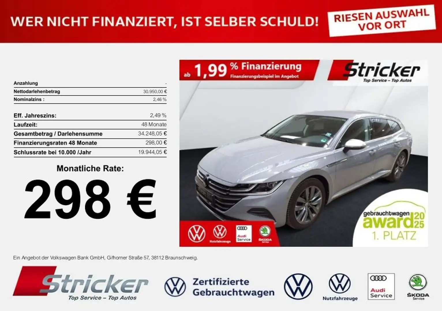 Volkswagen Arteon Shooting Brake Elegance 2.0TSI DSG 298,-ohne Anza Gri - 2