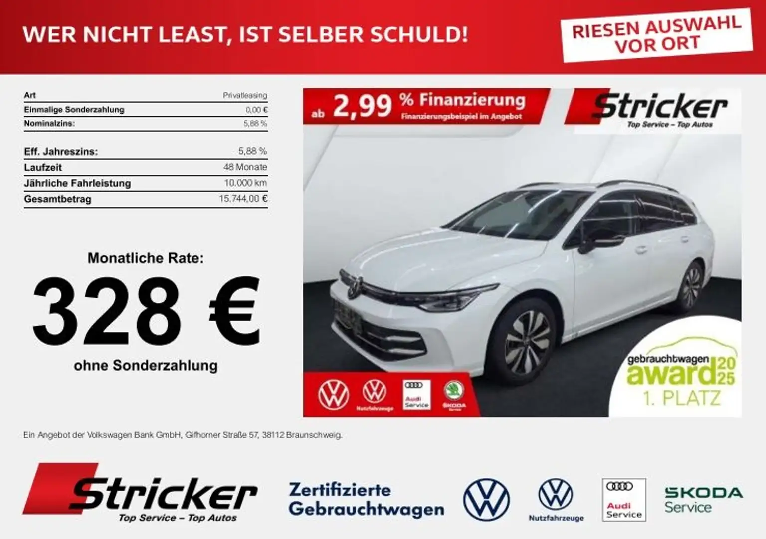 Volkswagen Golf Variant Variant Goal 2.0 TDI DSG 271,-ohne Anzahlung Kame Weiß - 2