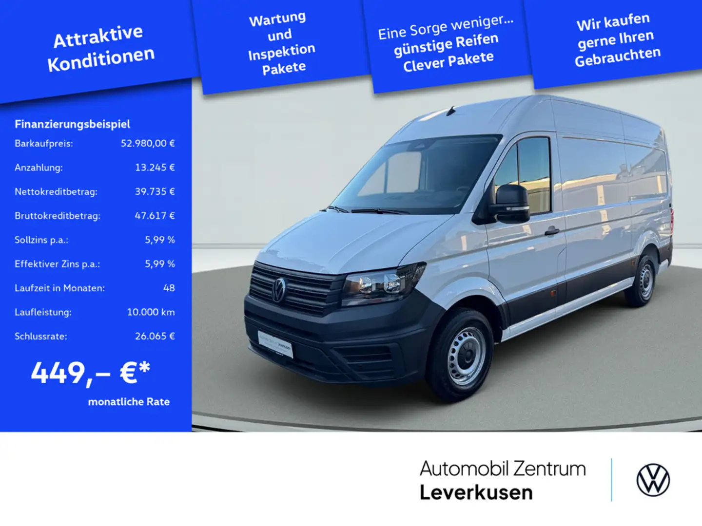 Volkswagen Crafter 35 Hochdach ACC NAVI KAM VIRT PDC KLI Weiß - 1