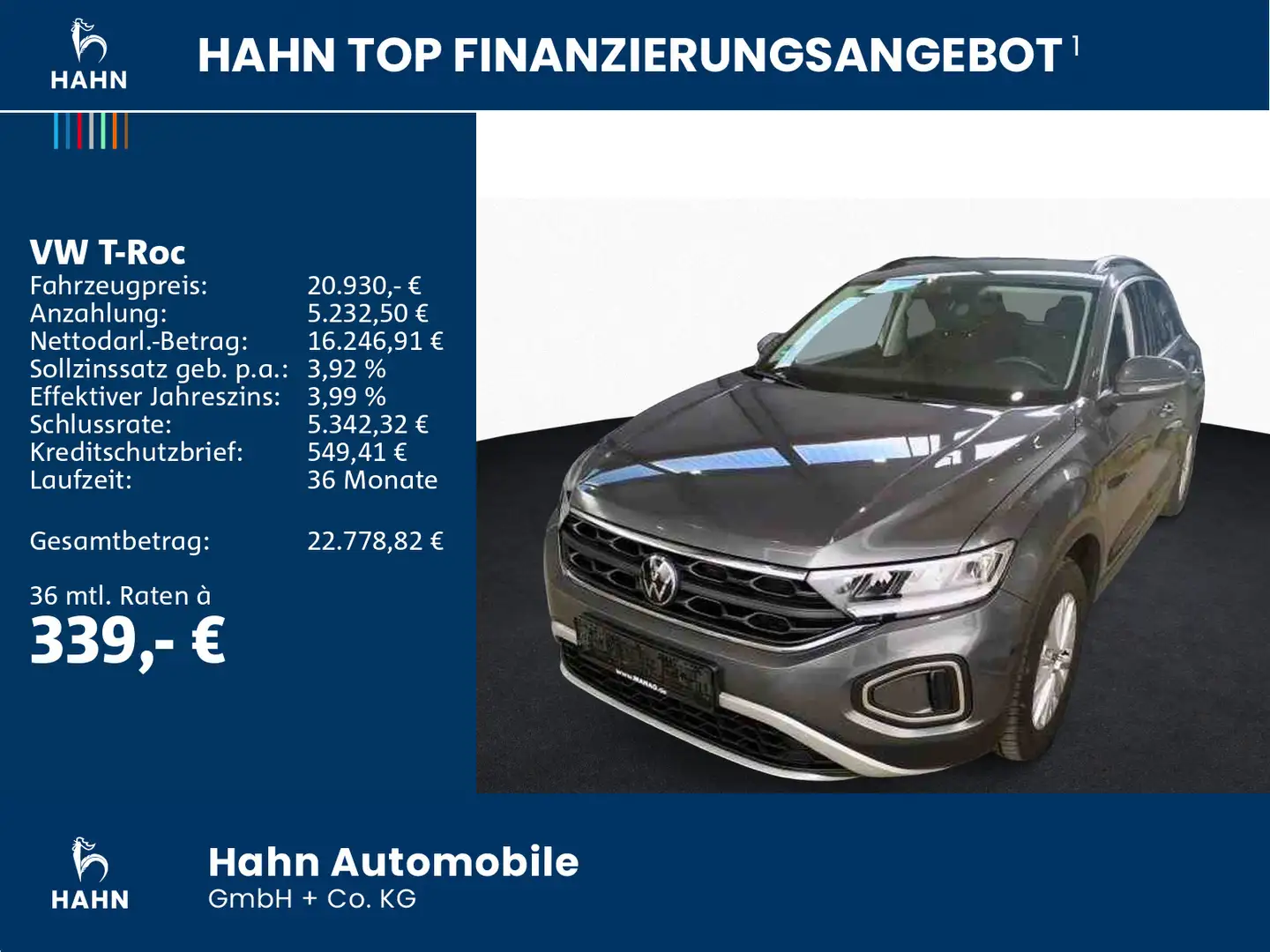 Volkswagen T-Roc 1.0 TSI Life Standhzg LED Sitzhzg Einparkh Grau - 2