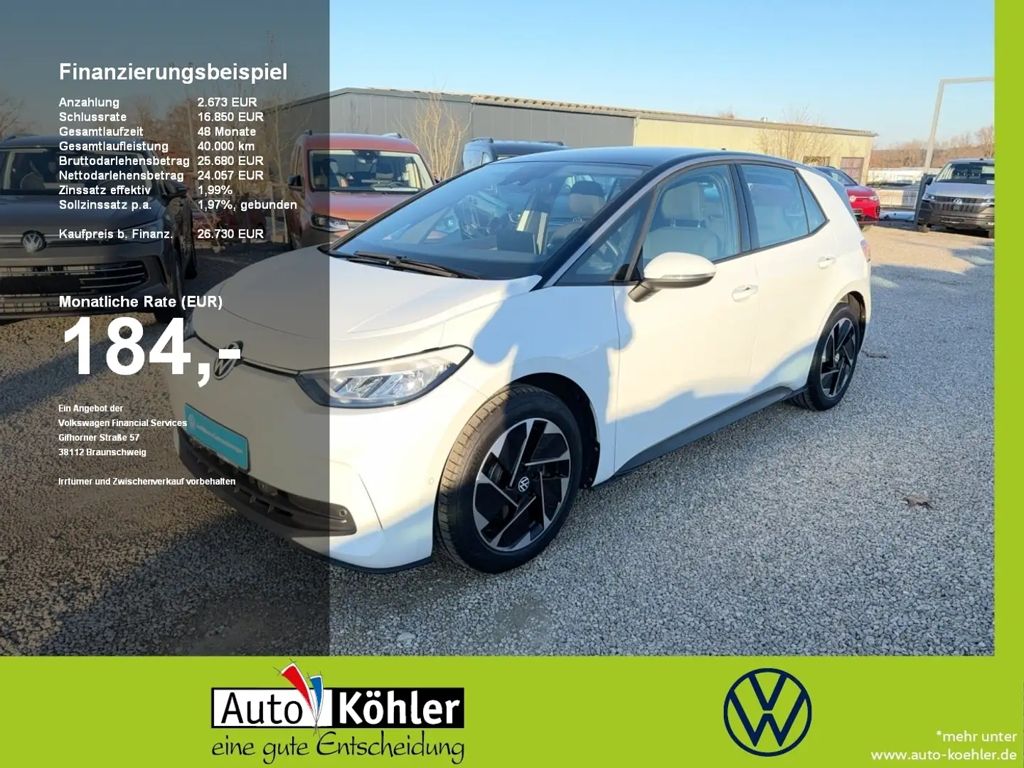 Volkswagen ID.3 Pro CarPlay+CCS+ACC+LED+Navi+PDC+Kamera Weiß - 1