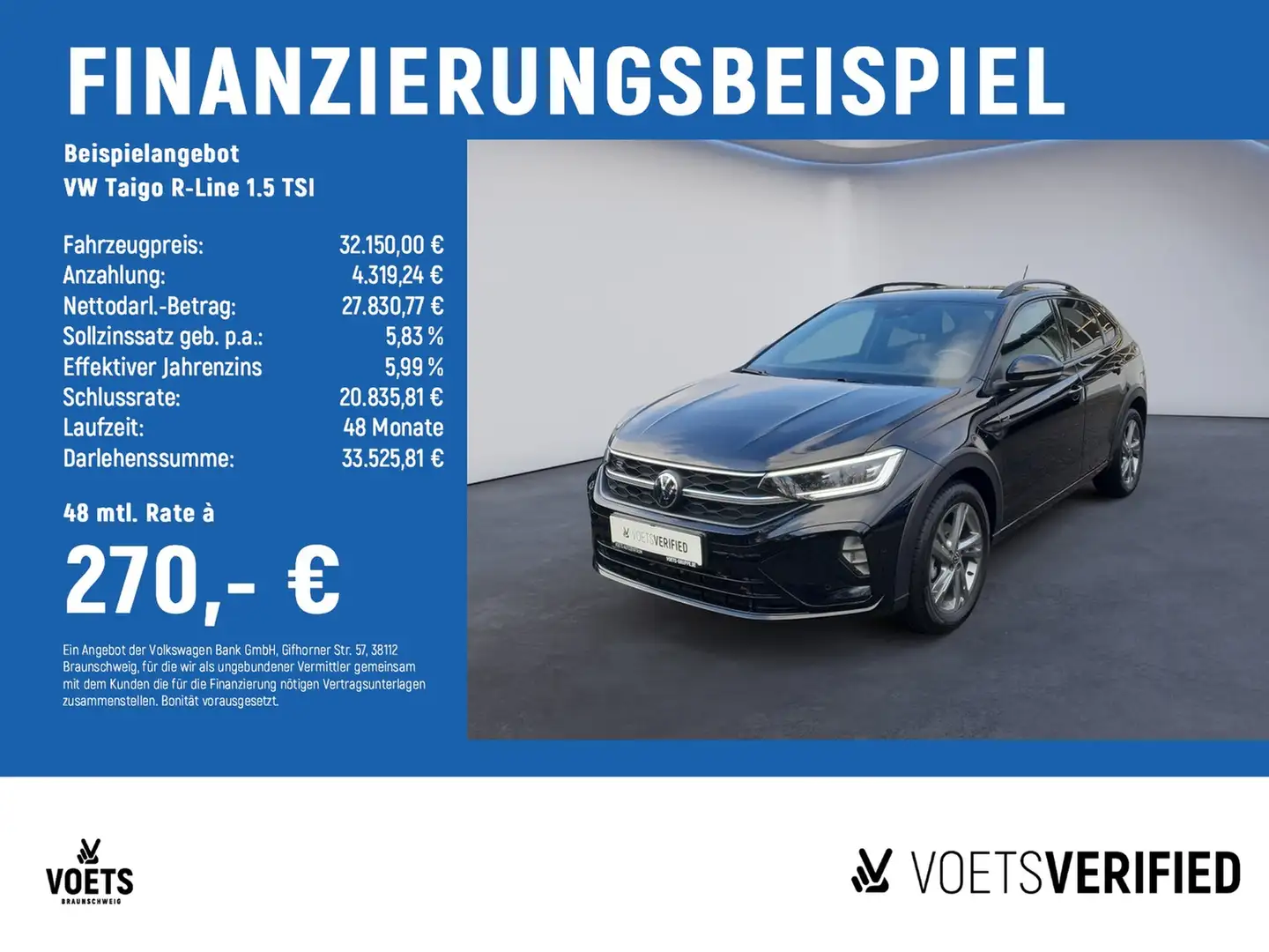 Volkswagen Taigo R-Line 1.5 TSI MATRIX-LED+RearView+ACC Schwarz - 2