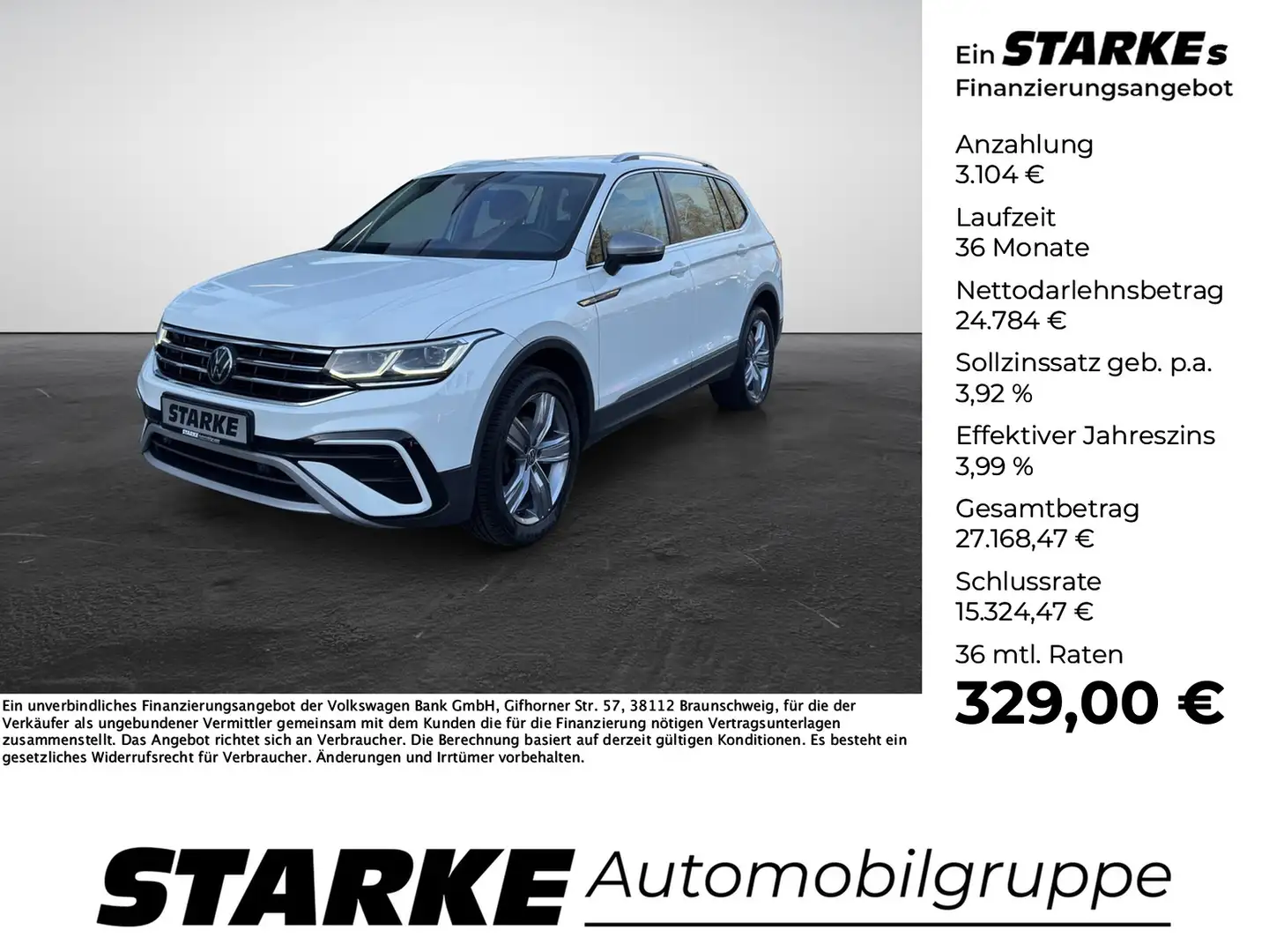 Volkswagen Tiguan Allspace 2.0 TDI DSG 4M Elegance 7-Sitzer Blanc - 1