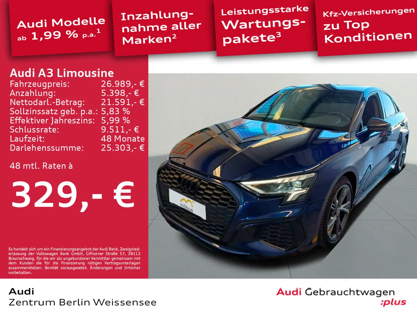 Audi A3 35 TFSI S-LINE*LED*GRA*B&O*NAV*AAC* Blau - 1