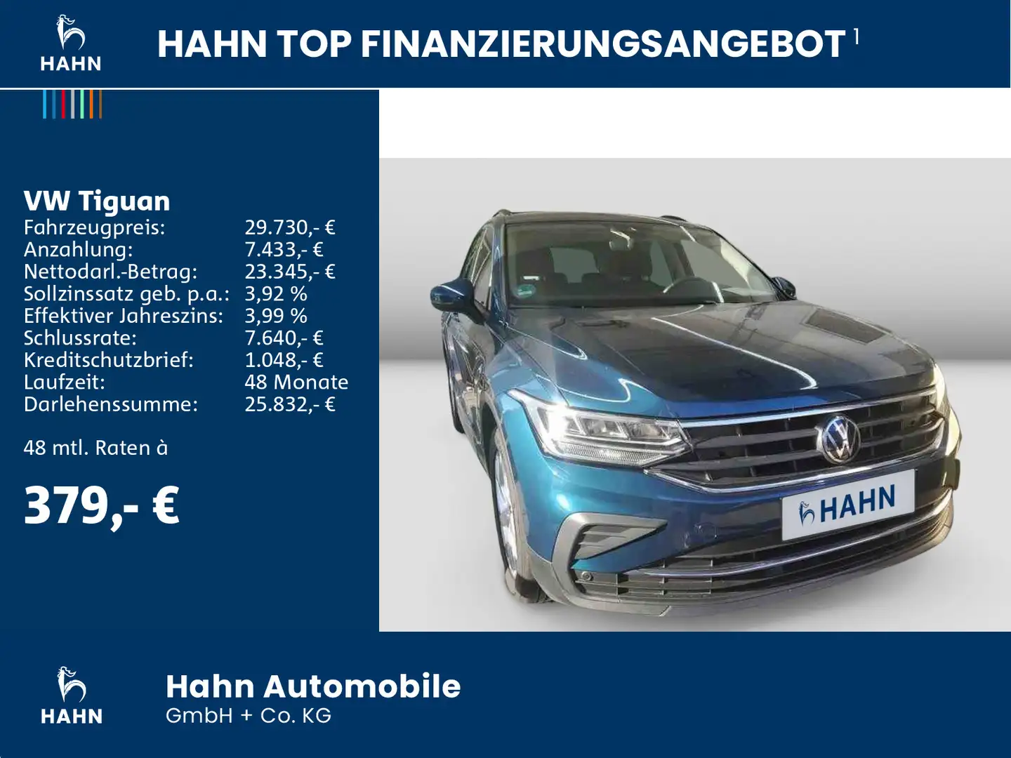 Volkswagen Tiguan 2.0TSI DSG 4Mo Life LED AHK Navi Virtual Blau - 2
