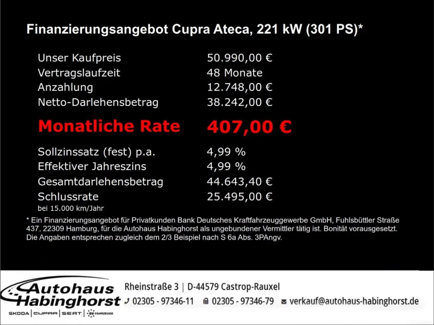 CUPRA Ateca 2.0 TSI DSG 4Drive VZ AHK Pano Leder e.Hk TopView Grau - 2