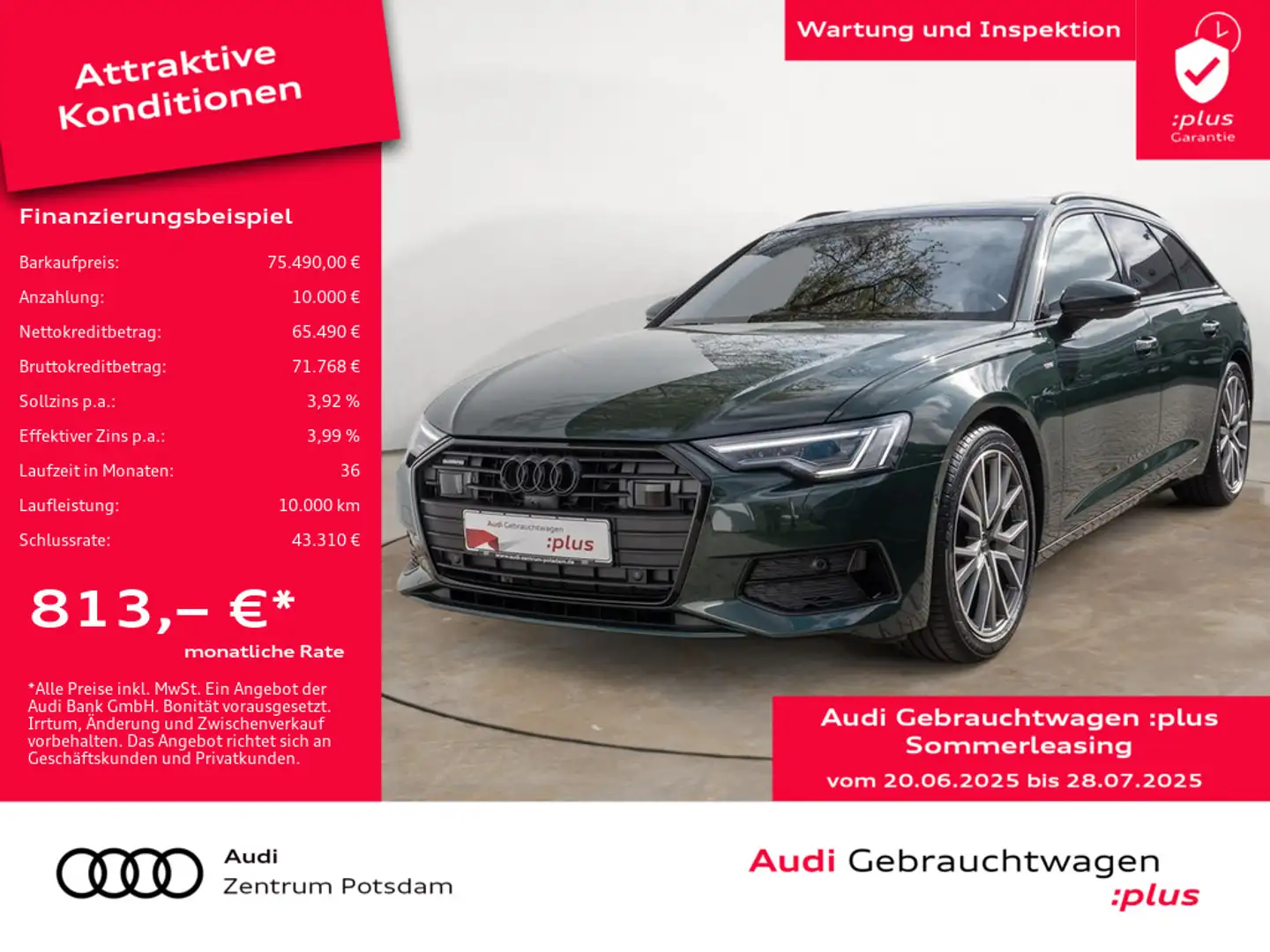Audi A6 Avant 50TDI quattro S line MATRIX NAVI B&O Grün - 1
