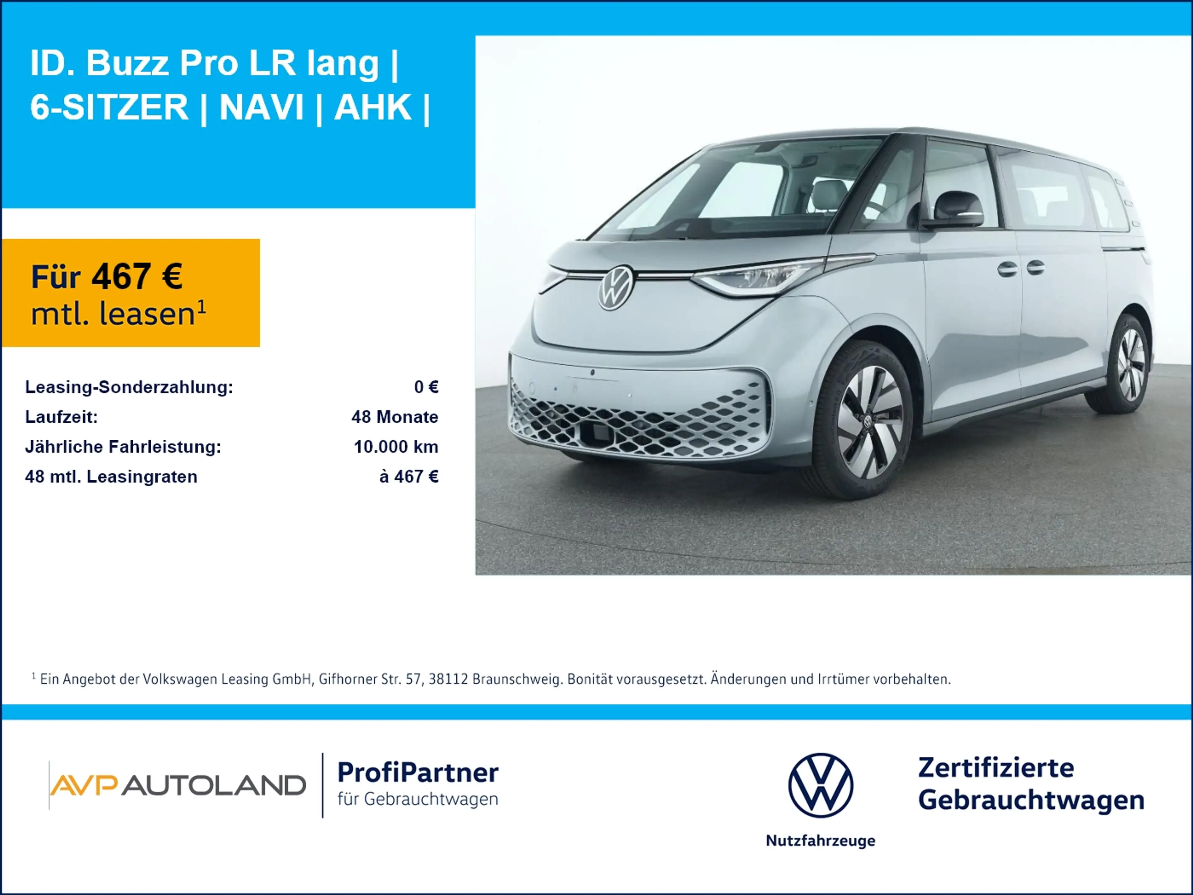 Volkswagen ID. Buzz Pro LR lang | 6-SITZER | NAVI | AHK |