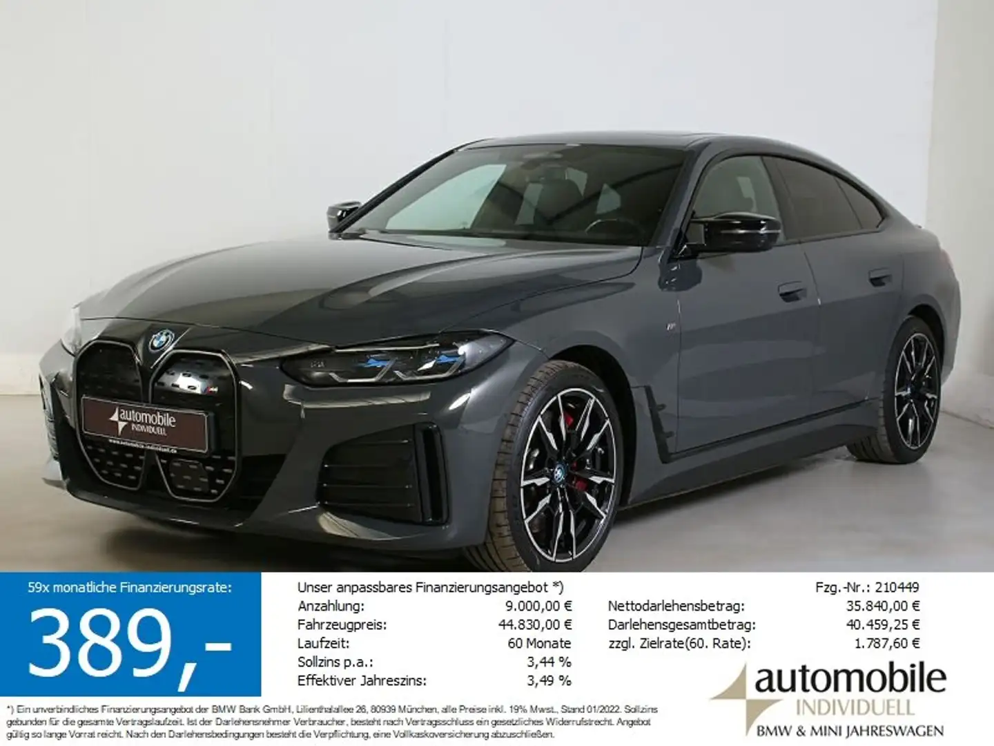 BMW i4 M50 Gran Coupé M Sport Pro 1.Hand Laser ACC Grau - 1