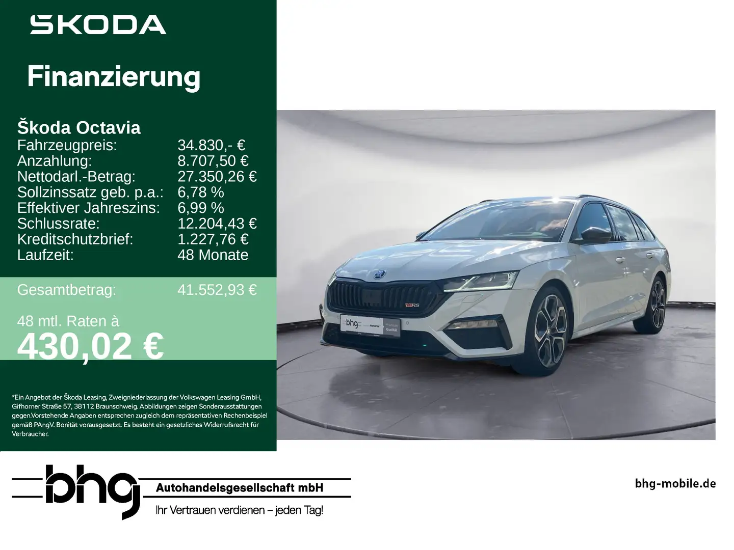 Skoda Octavia Combi 2.0 TDI DSG RS 4x4 Blanc - 1