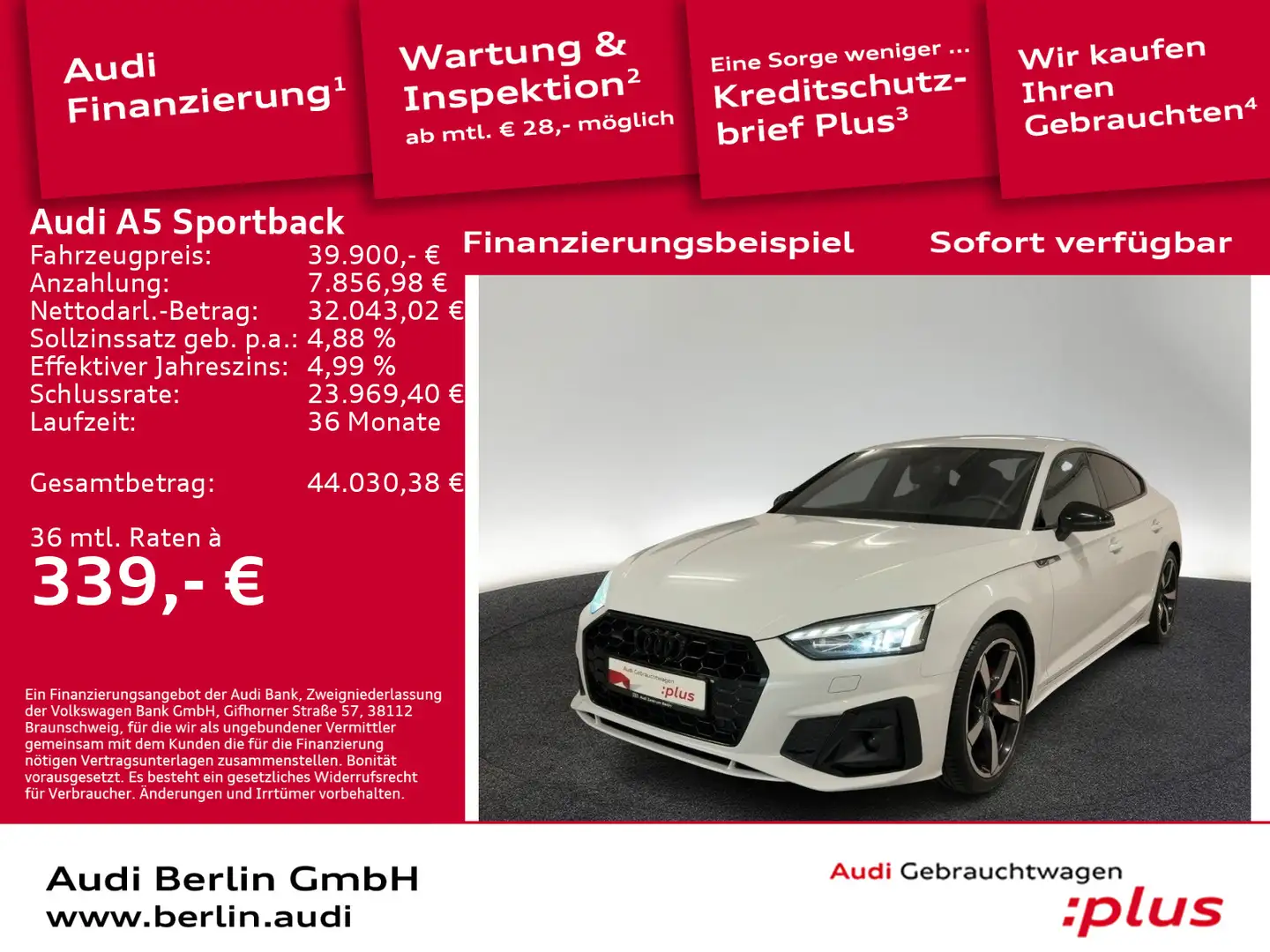 Audi A5 S line 40 TDI qu.S tr. RFK PDC NAVI Weiß - 1