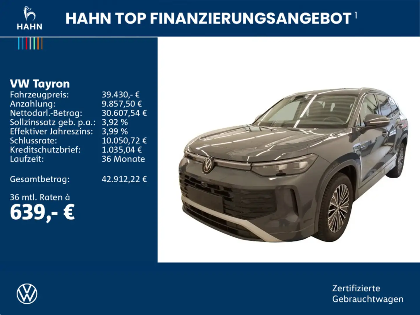 Volkswagen Tayron 1.5eTSI DSG Life 7-Sitze 360° AHK LED Nav Grau - 2