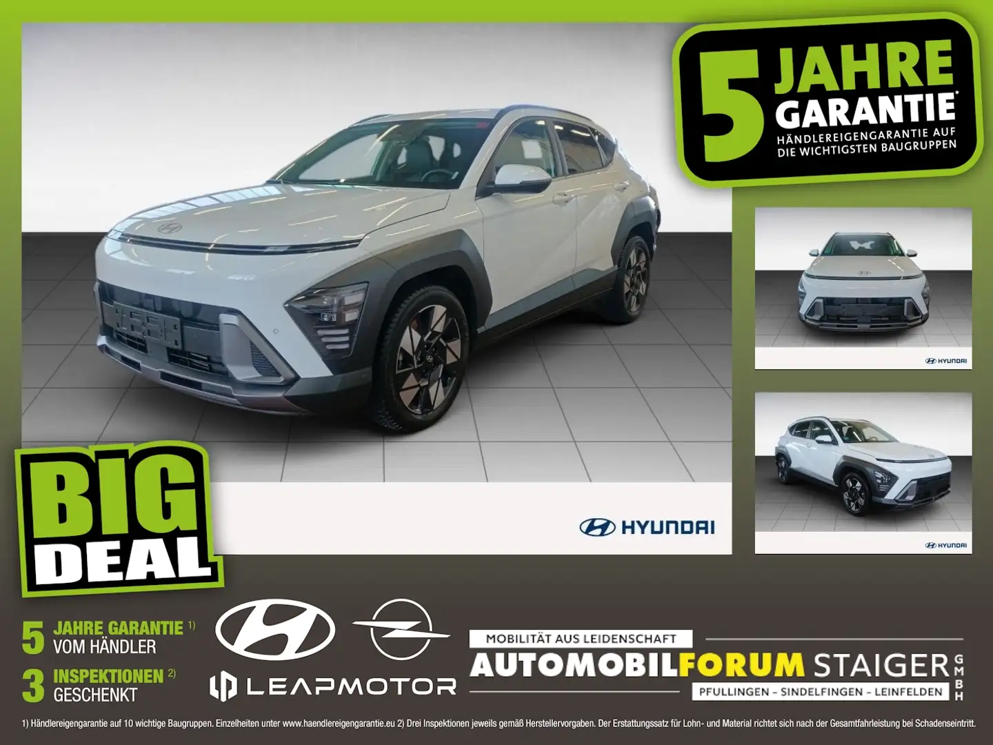 Hyundai KONA 1.6 T-GDI Prime FLA SpurH LM 2xKlima Navi Weiß - 1