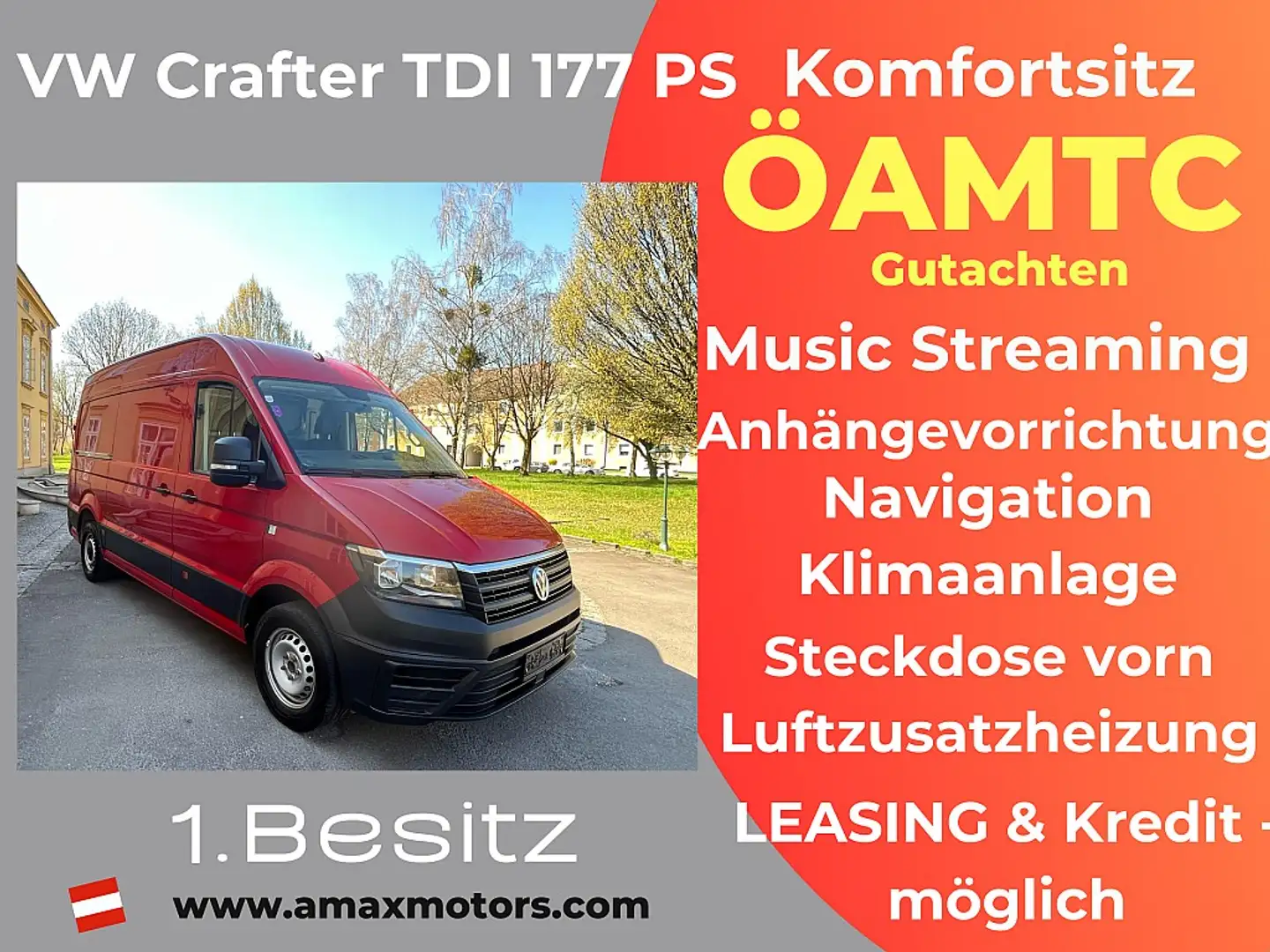 Volkswagen Crafter Crafter 35 Kasten MR L3H3 2,0-I-TDI 1.Besitz  Ö... Rouge - 1