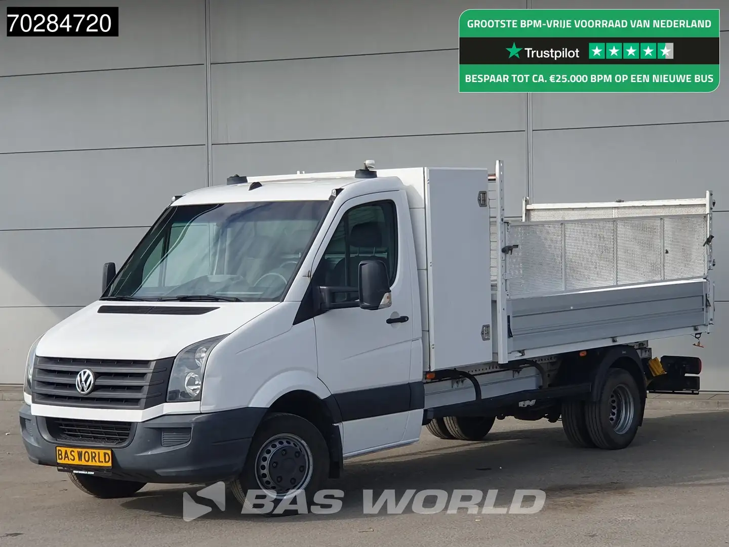 Volkswagen Crafter 136pk Open Laadbak met Kist Dubbellucht 3,5t Trekh Wit - 1