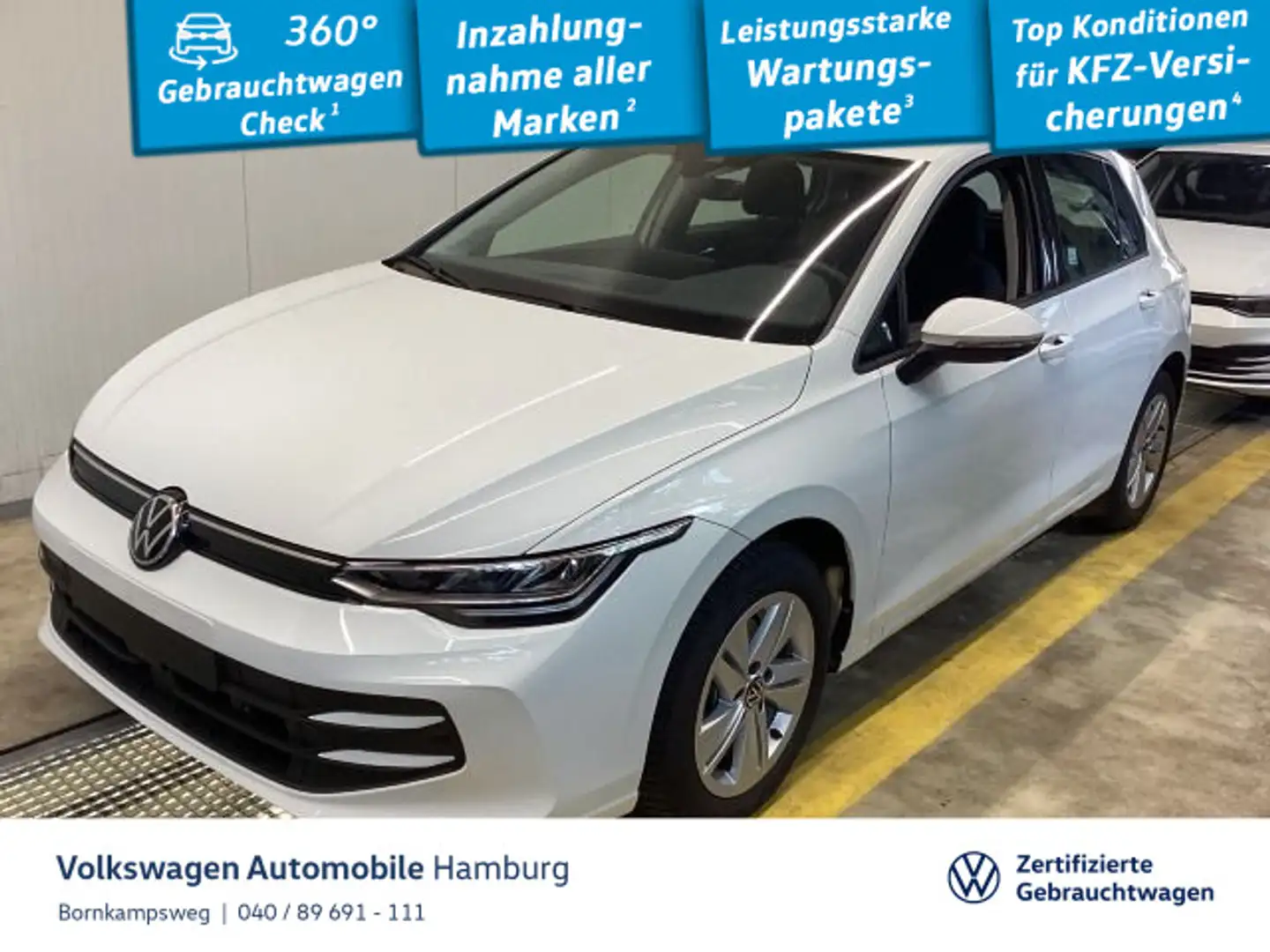 Volkswagen Golf VIII 1.5 eTSI Life DSG AHK ACC Kamera Sitzh Weiß - 1