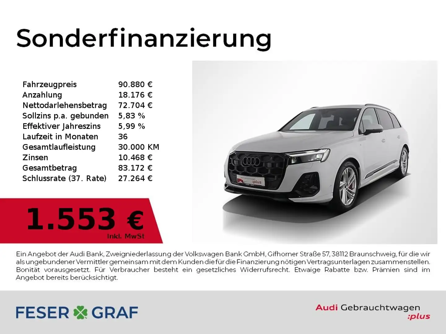 Audi Q7 3.0 TDI quattro S line business S tronic Matrix / Weiß - 1