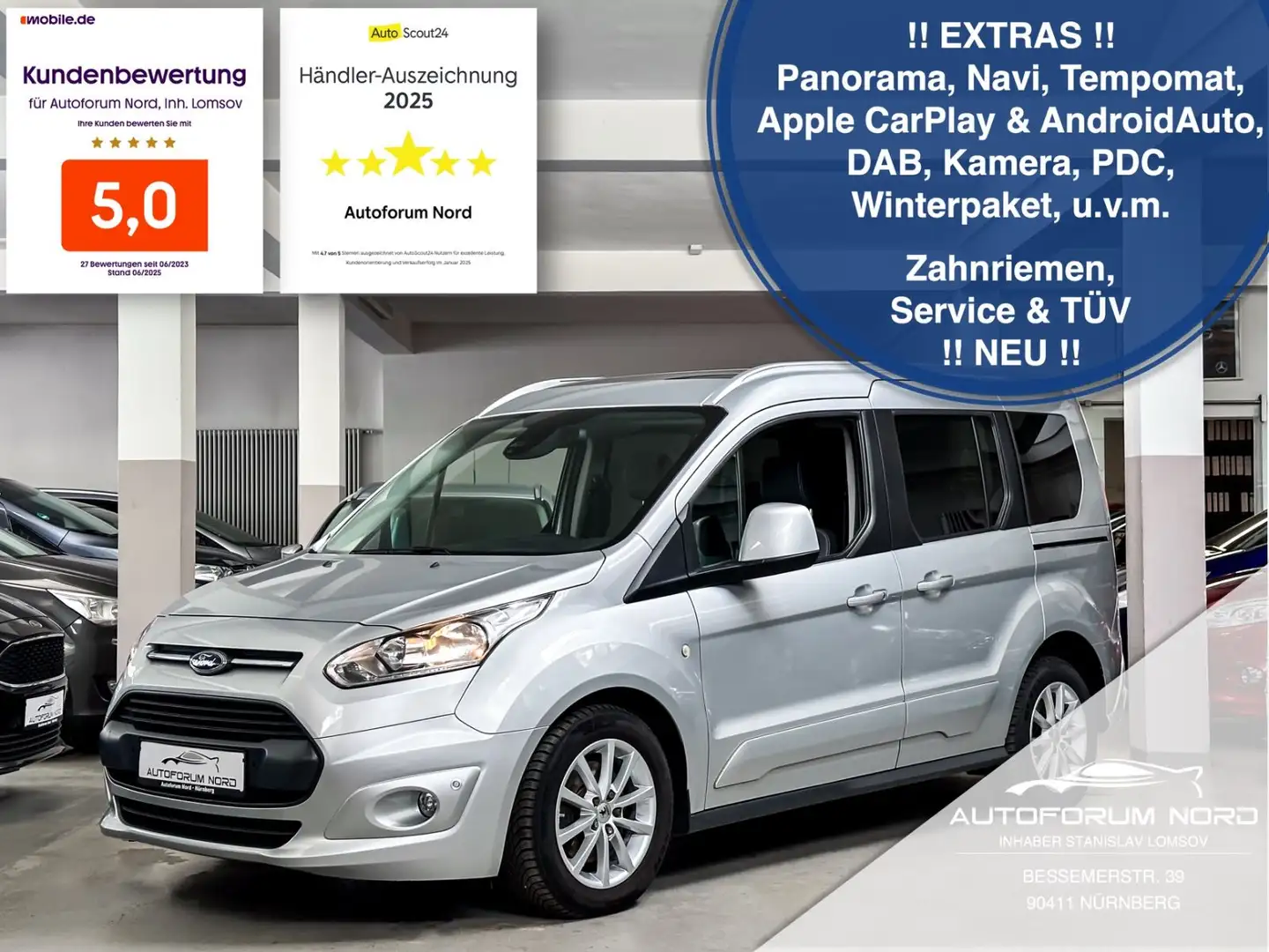 Ford Tourneo Connect Titanium *NEU ZAHNRIEMEN+SERVICE Zilver - 1