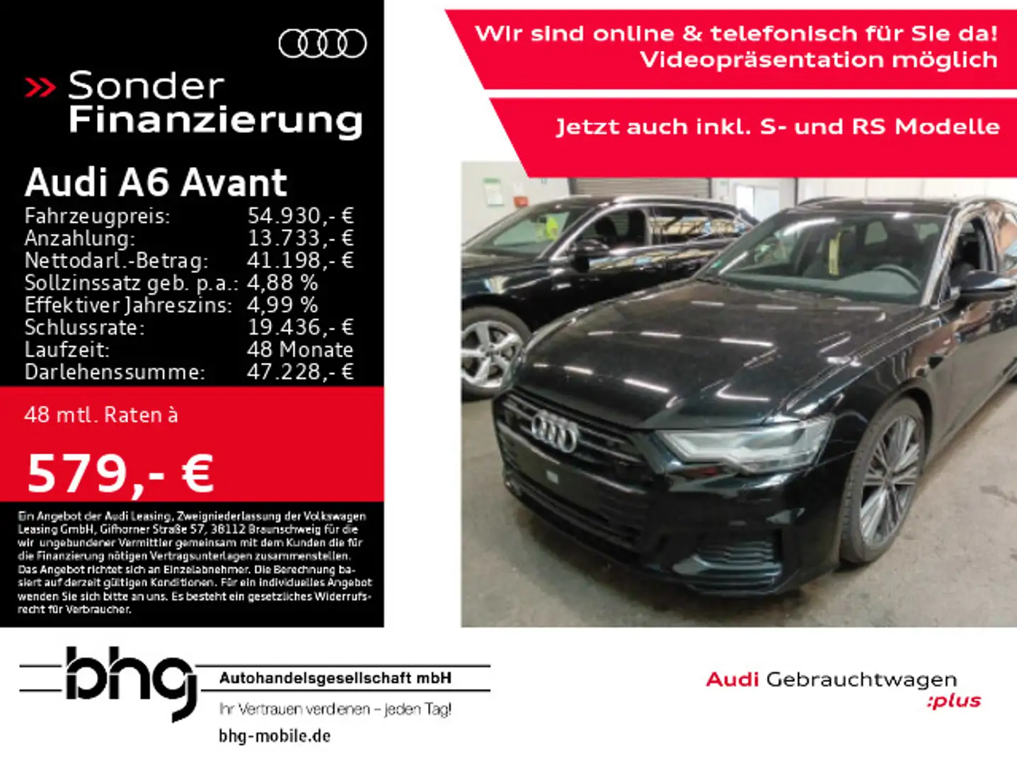 Audi A6 55 TFSI quattro S-line LED/Pano/ACC/Kam Schwarz - 1