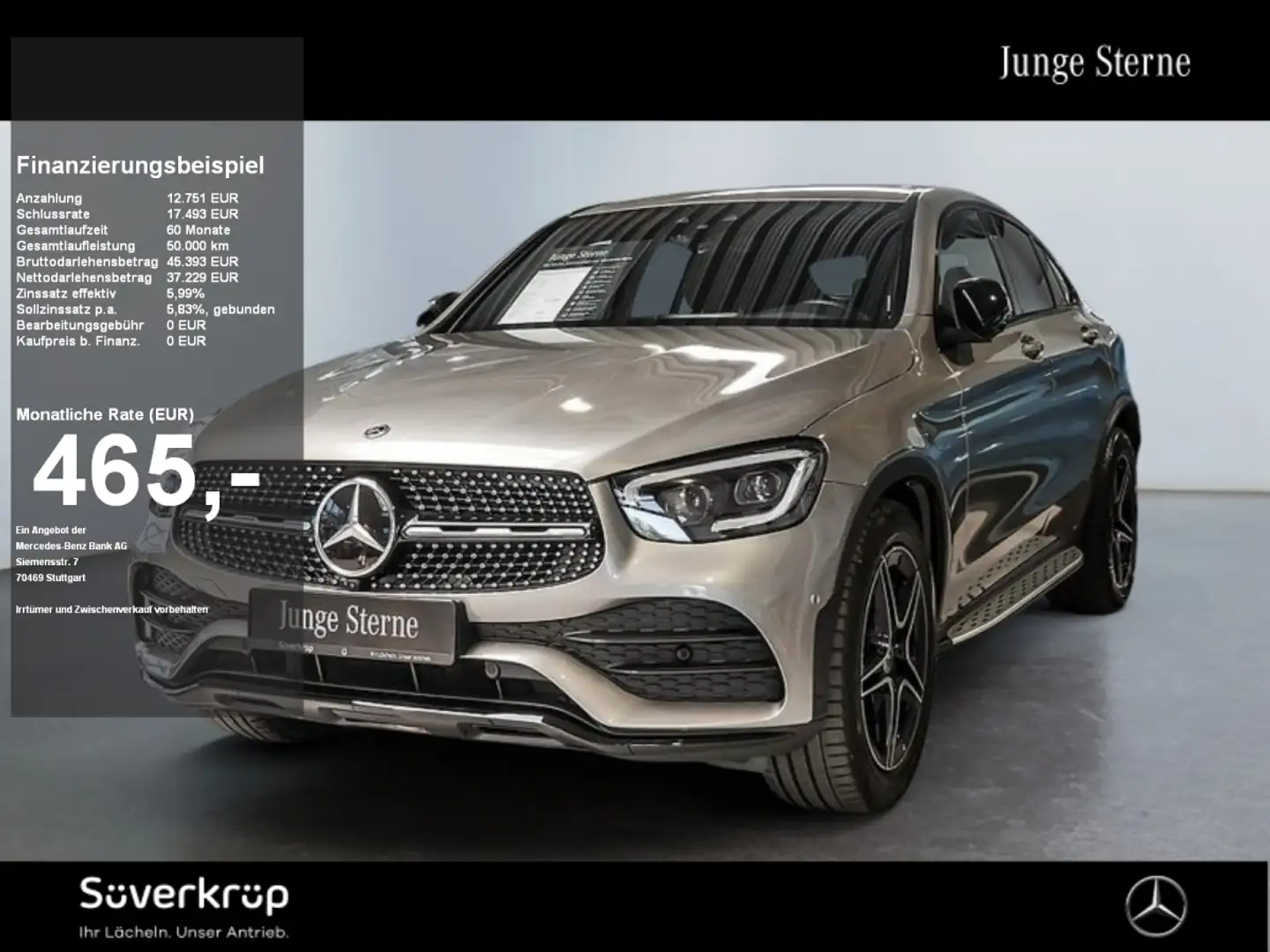 Mercedes-Benz GLC 300 d 4M Coupé BURM AMG NIGHT STANDH DISTR Argento - 1