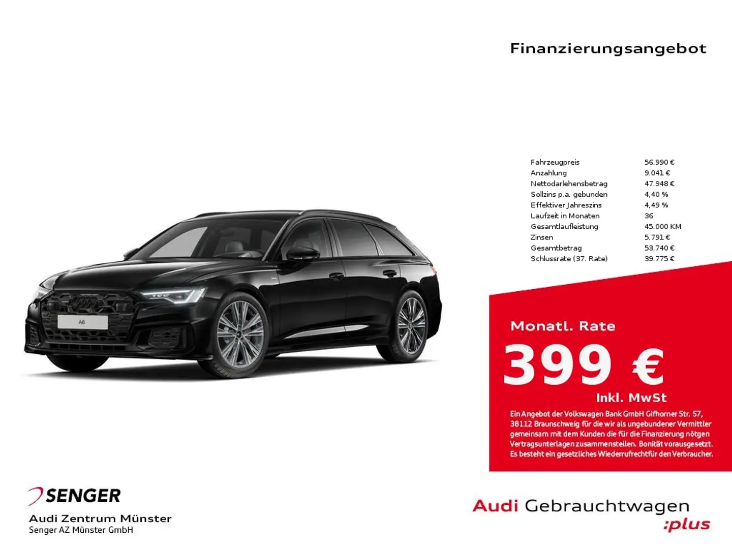 Audi A6 Avant Design S line 50 TDI quattro Matrix ACC Pano Schwarz - 1