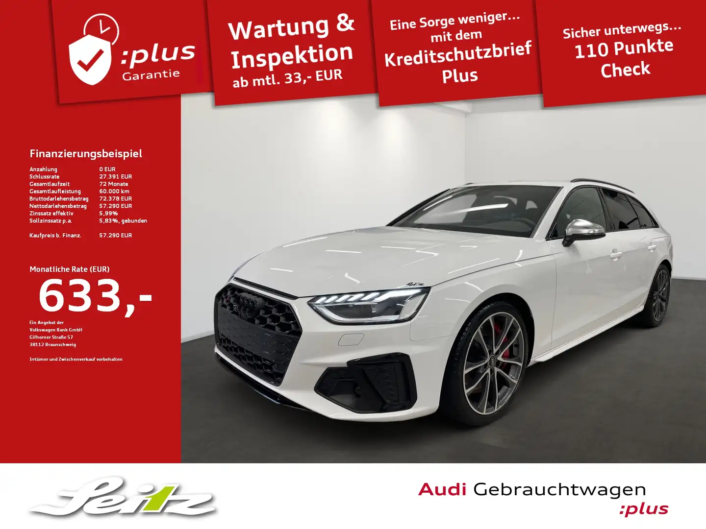 Audi S4 Avant 3.0 TDI quattro *AHK*PANO*MATRIX* Blanc - 1