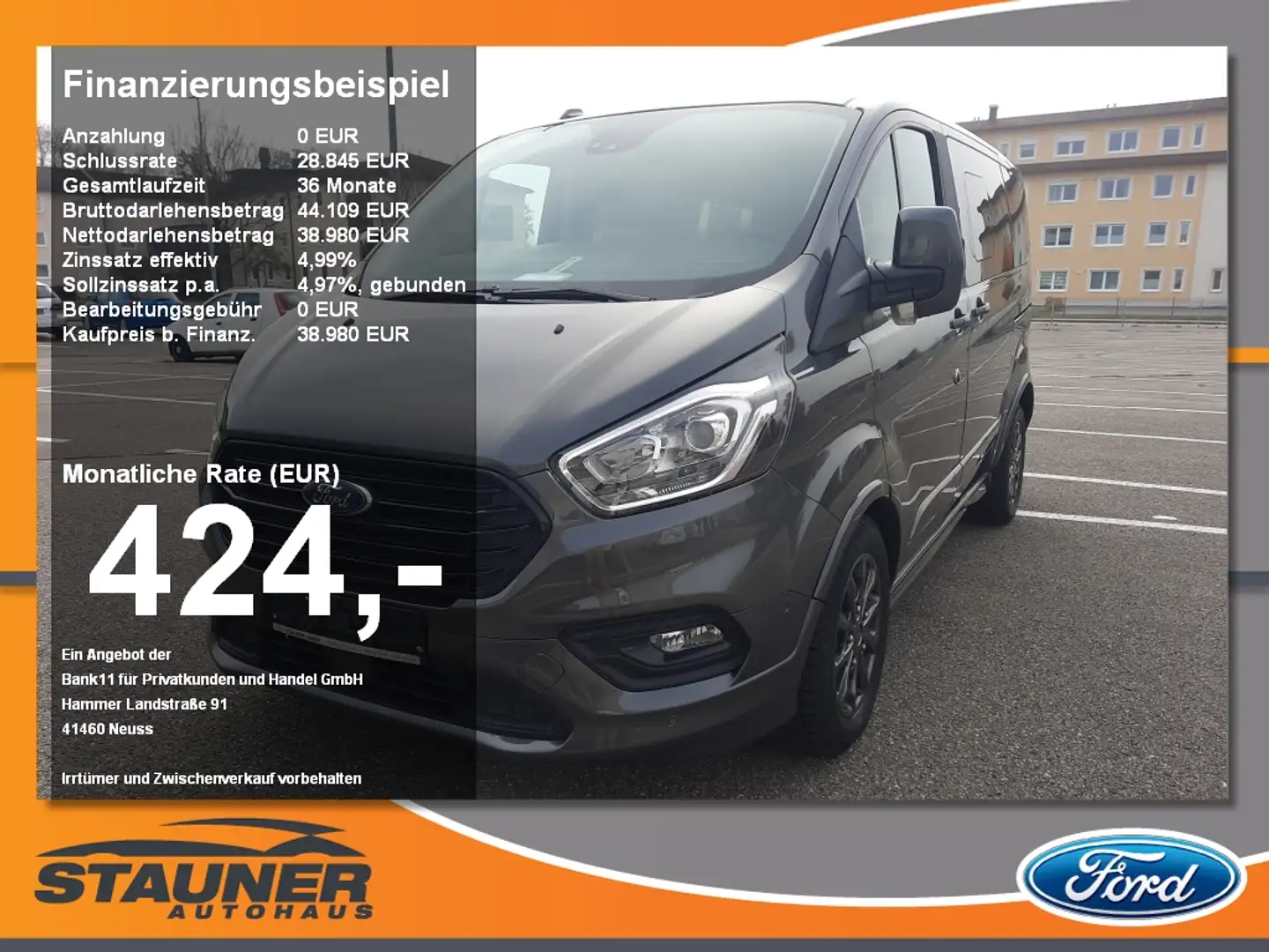 Ford Tourneo Custom Sport 2.0 TDCi 320L1 AHK RFK Grijs - 1