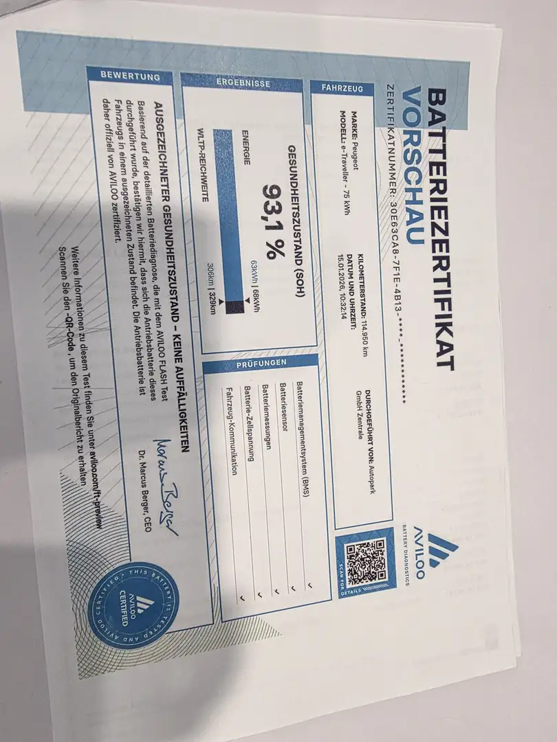 Peugeot e-Traveller Allure, L3, 75Kw Bat, Vollpaket, 18500 Weiß - 1