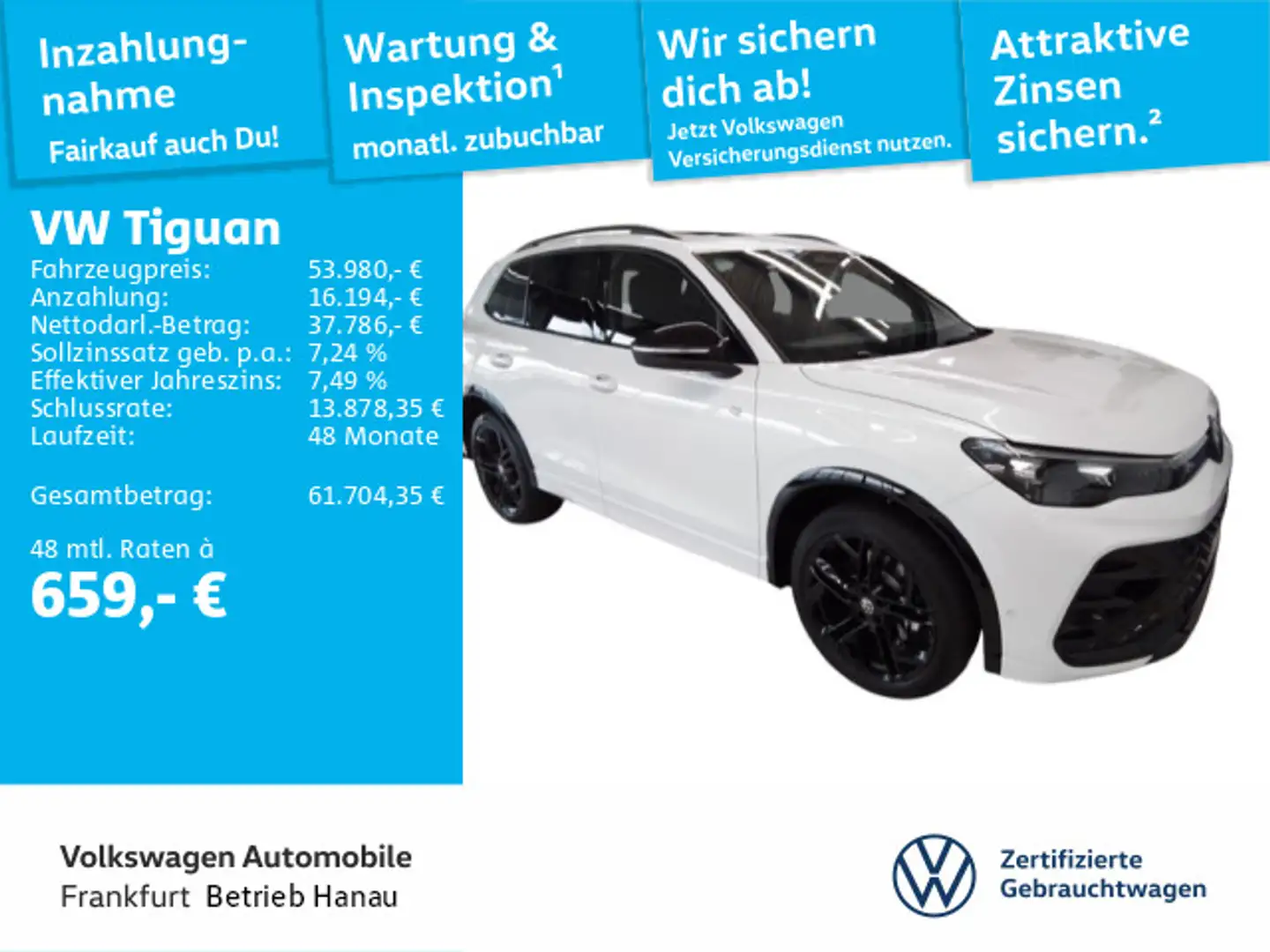 Volkswagen Tiguan 2.0 TDI DSG R-Line Navi AHK IQ.LIGHT - HD Weiß - 1