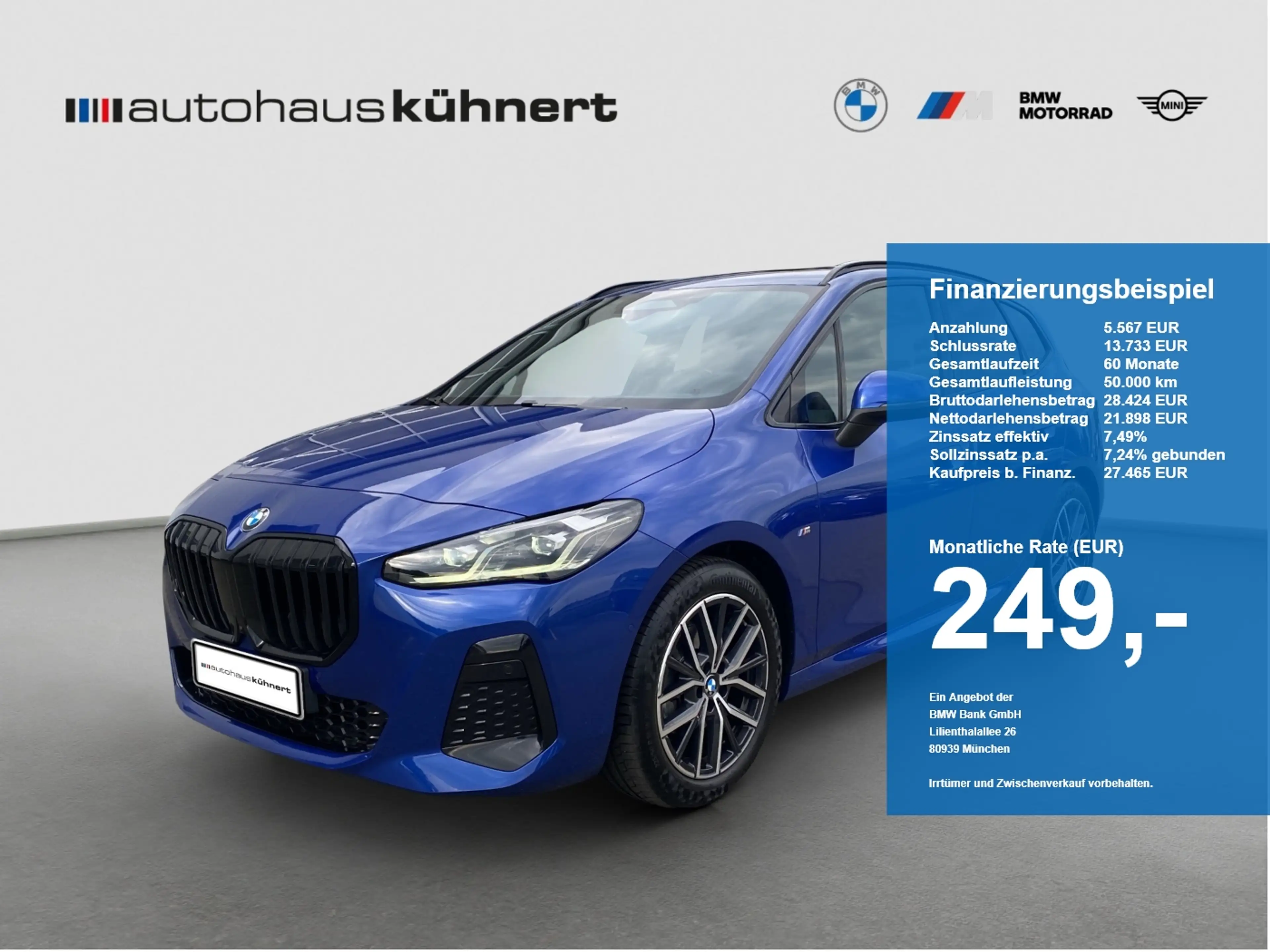 BMW 220 220i Active Tourer ///M-Sport LED ACC AHK Pano