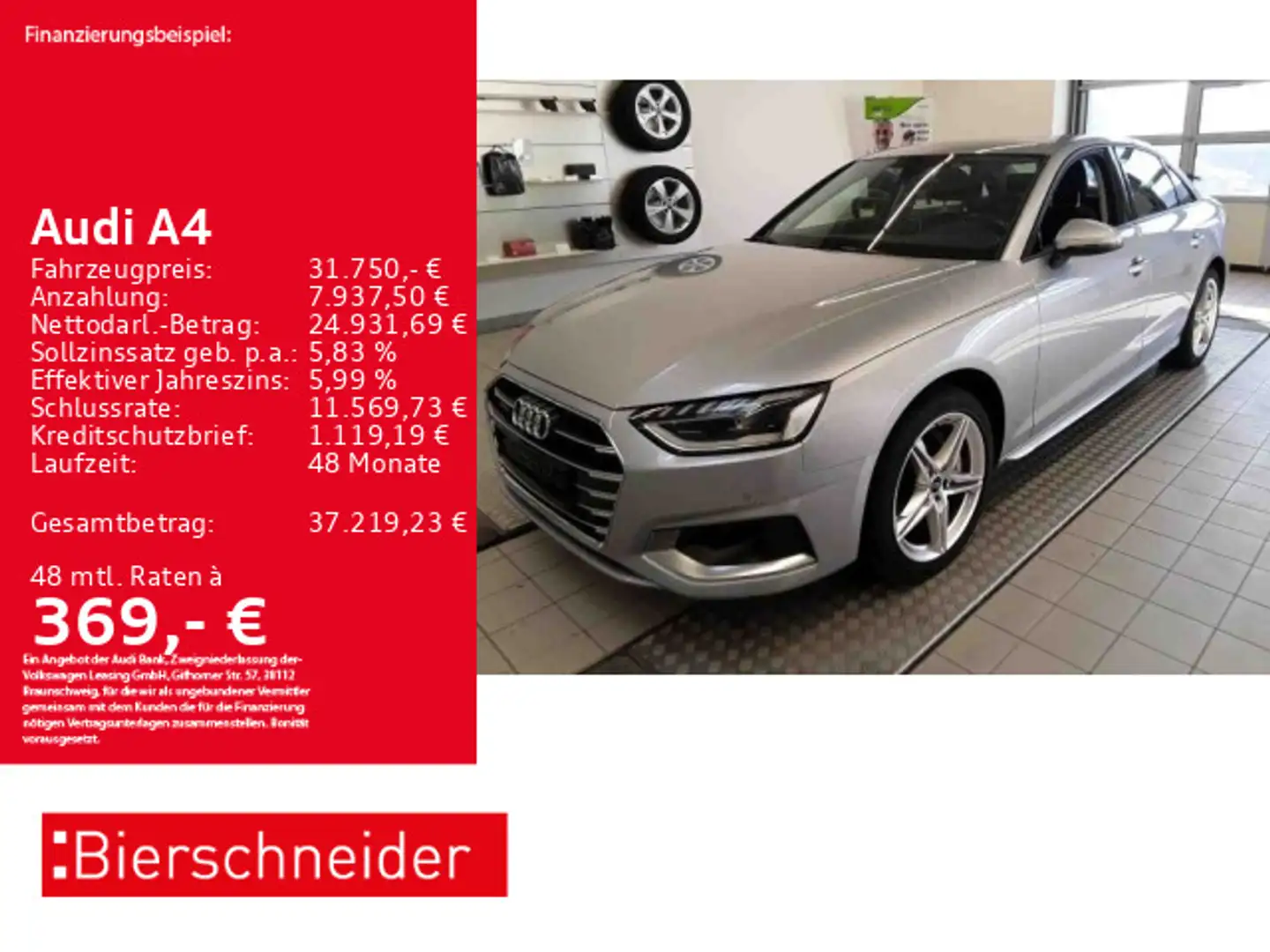 Audi A4 Lim 40 TFSI qu. advanced AHK STAND ACC 18 Argent - 1