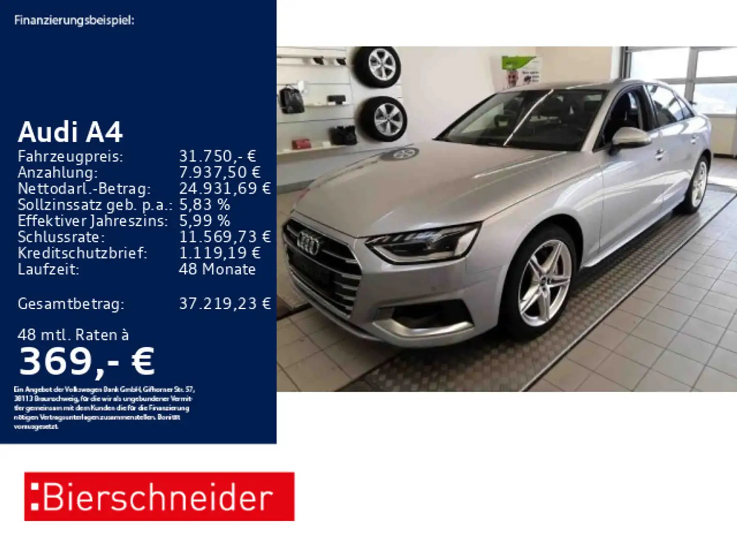 Audi A4 Lim 40 TFSI qu. advanced AHK STAND ACC 18 Silber - 1