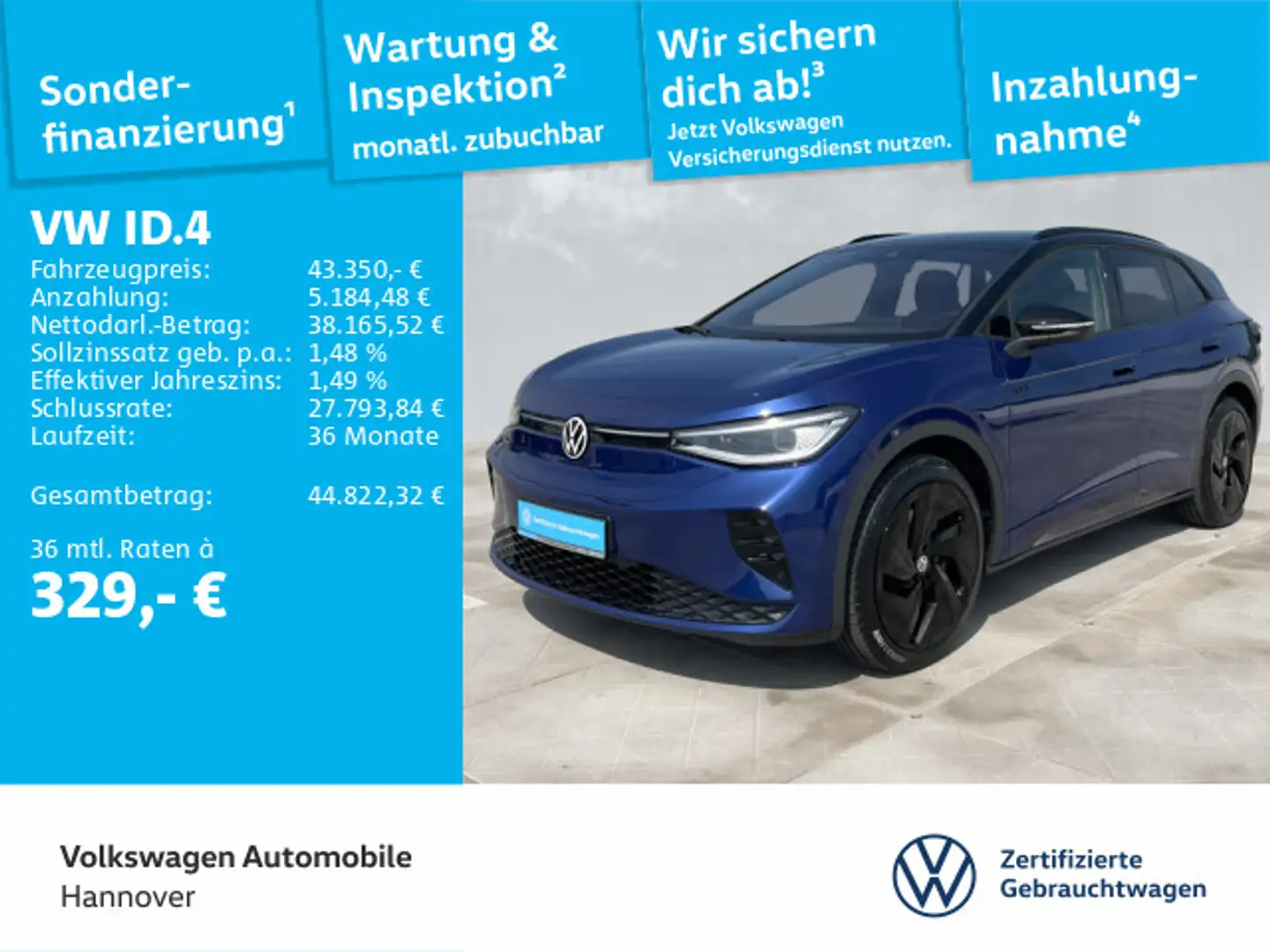 Volkswagen ID.4 GTX Navi AHK HUD Pano 21LM WP Area View Har Blau - 1
