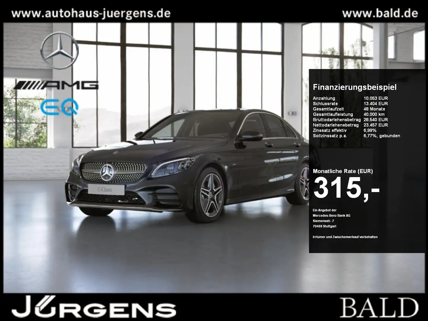 Mercedes-Benz C 300 de +AMG+Comand+Wide+Pano+Cam+MBeam+HUD+AUT Grau - 1