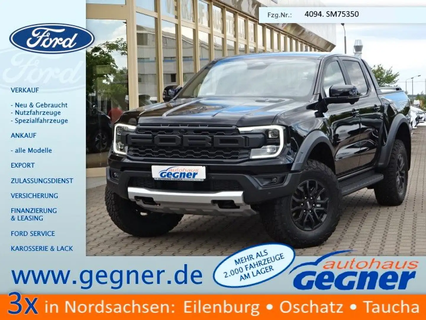 Ford Ranger Raptor 3.0L V6 4x4 AHK 360Kam el.Rollo Schwarz - 1