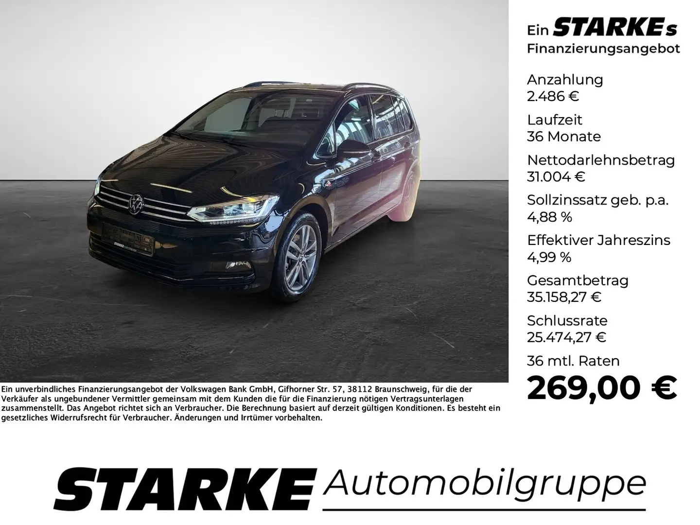 Volkswagen Touran 1.5 TSI DSG Comfortline LED Pano Navi Kamera Schwarz - 1