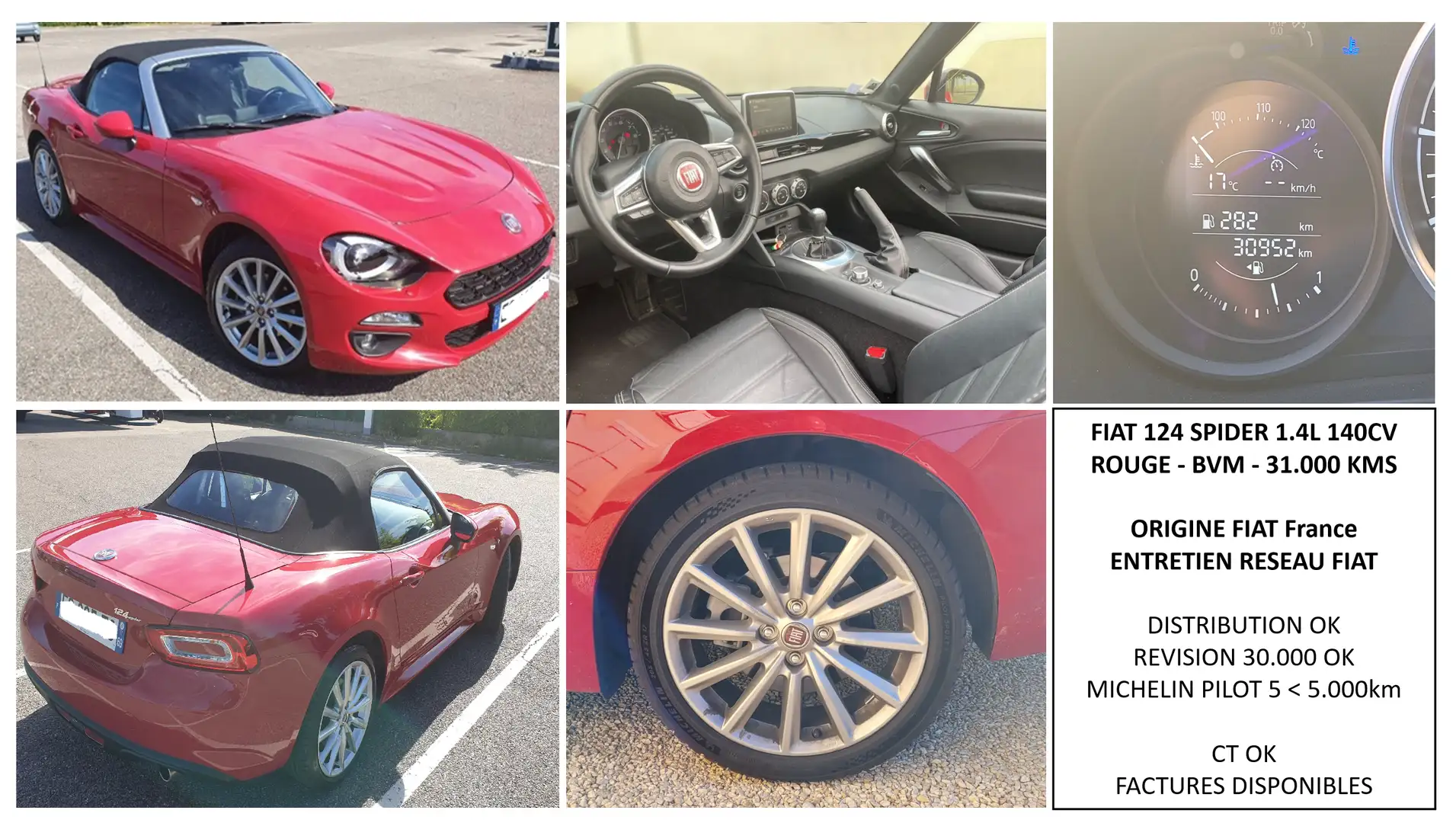 Fiat 124 Spider 124 SPIDER 1.4 MultiAir 140 ch Lusso Rouge - 2