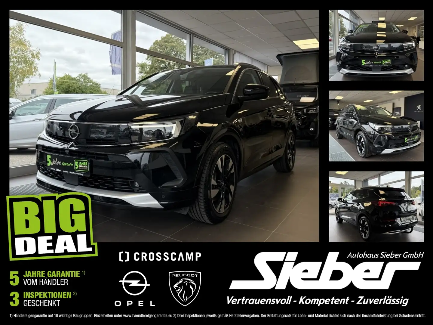 Opel Grandland 1.6 Turbo Ultimate 2xKlima 360 ACC AHK Nero - 1