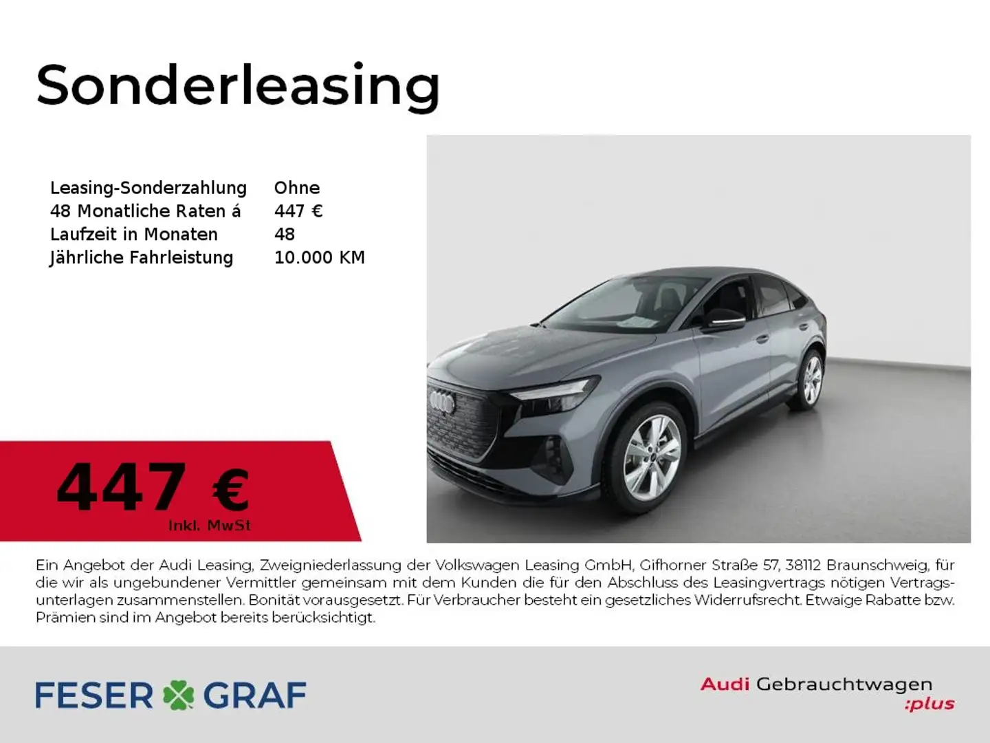 Audi Q4 e-tron Sportback 45 e-tron qu S Line Int Leder,Navi,AHK Grau - 1
