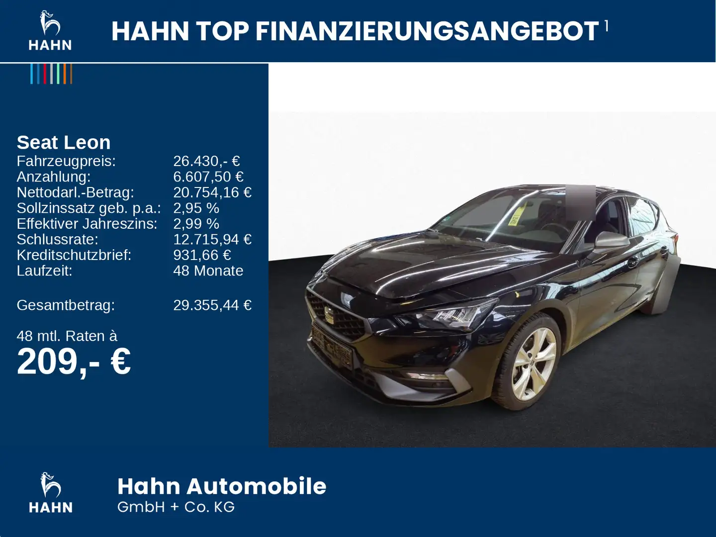 SEAT Leon 1.5eTSI DSG FR LED Navi ACC CAM Sitzhzg APP Schwarz - 2