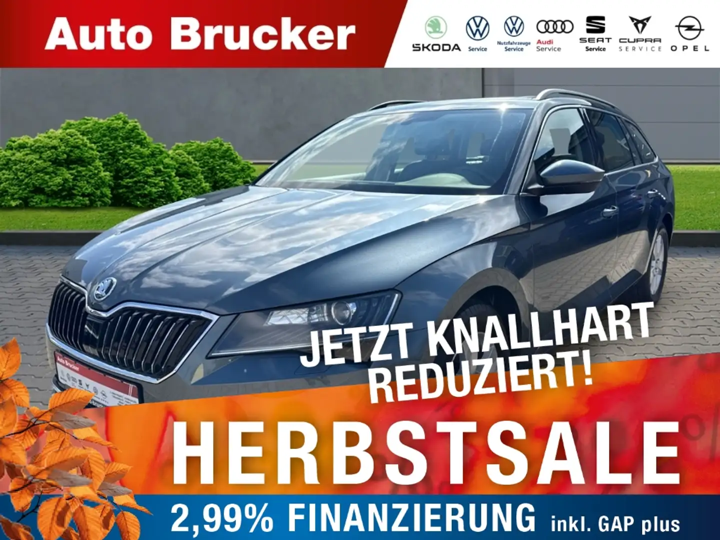 Skoda Superb Combi Ambition 2.0 TDI+Alufelgen+Xenon+el.Panorama Grijs - 1