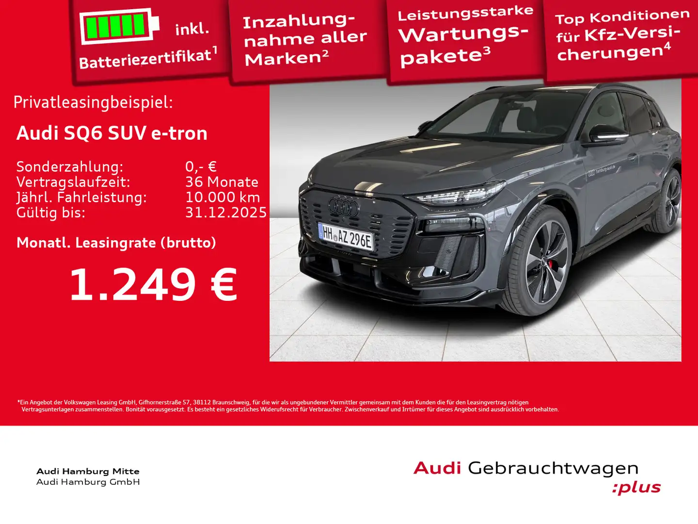 Audi SQ6 e-tron SQ6 e-tron 360 kW OLED Pano B&O Matrix Sitzhzg Grau - 1