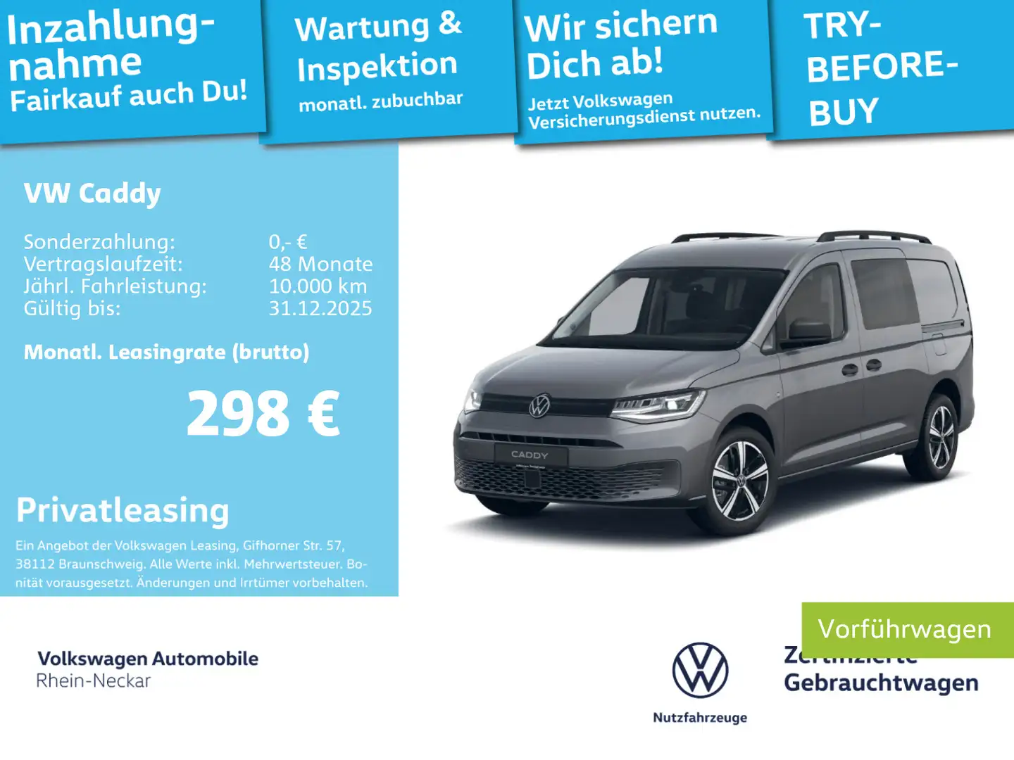 Volkswagen Caddy 1.5 TSI Flexible Maxi AHK Klima Radio uvm Grau - 1