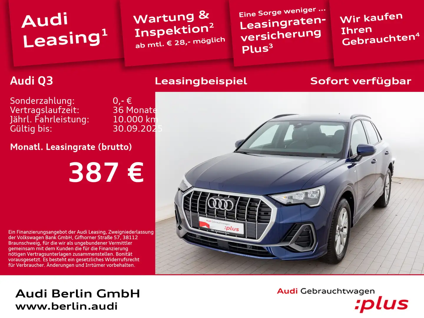 Audi Q3 S line 35 TDI  S tr. RFK NAVI VIRTUAL LED Bleu - 1