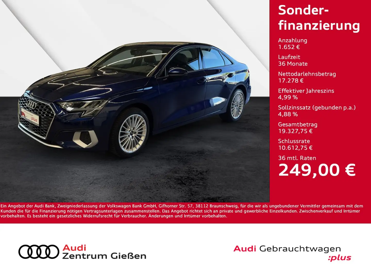 Audi A3 Limousine 30 TFSI advanced MMI Navi Plus Einpar... Bleu - 1