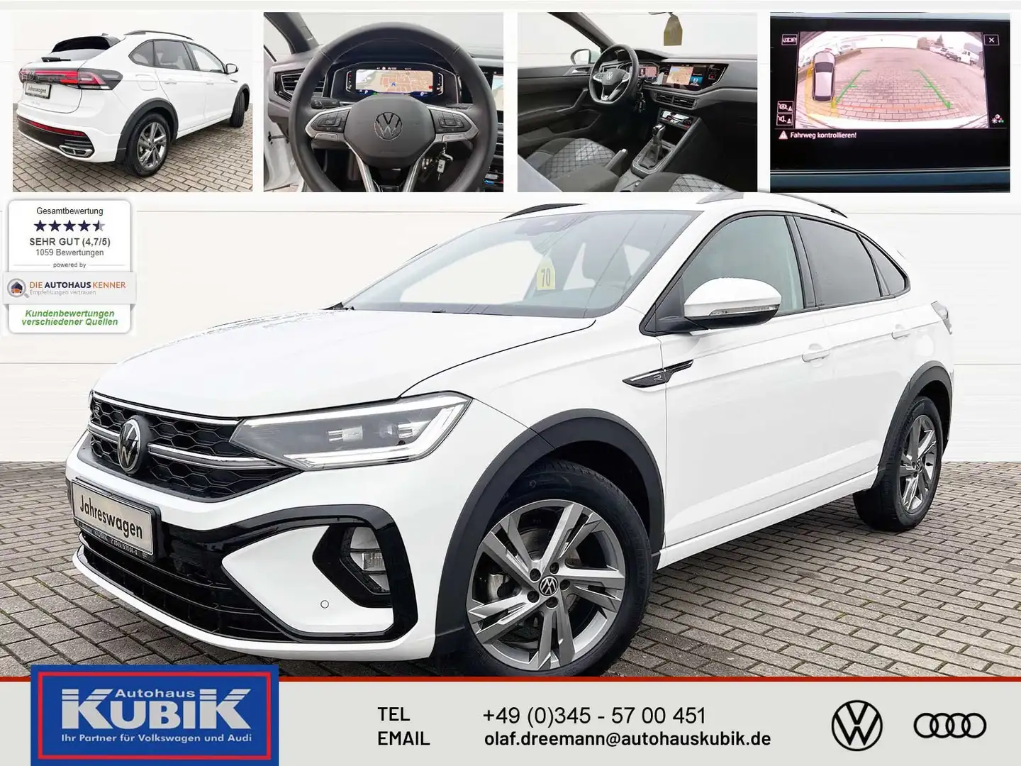 Volkswagen Taigo TSI R-Line DSG+IQ.Light+Digital Pro+Navi Pro+17"LM Weiß - 1