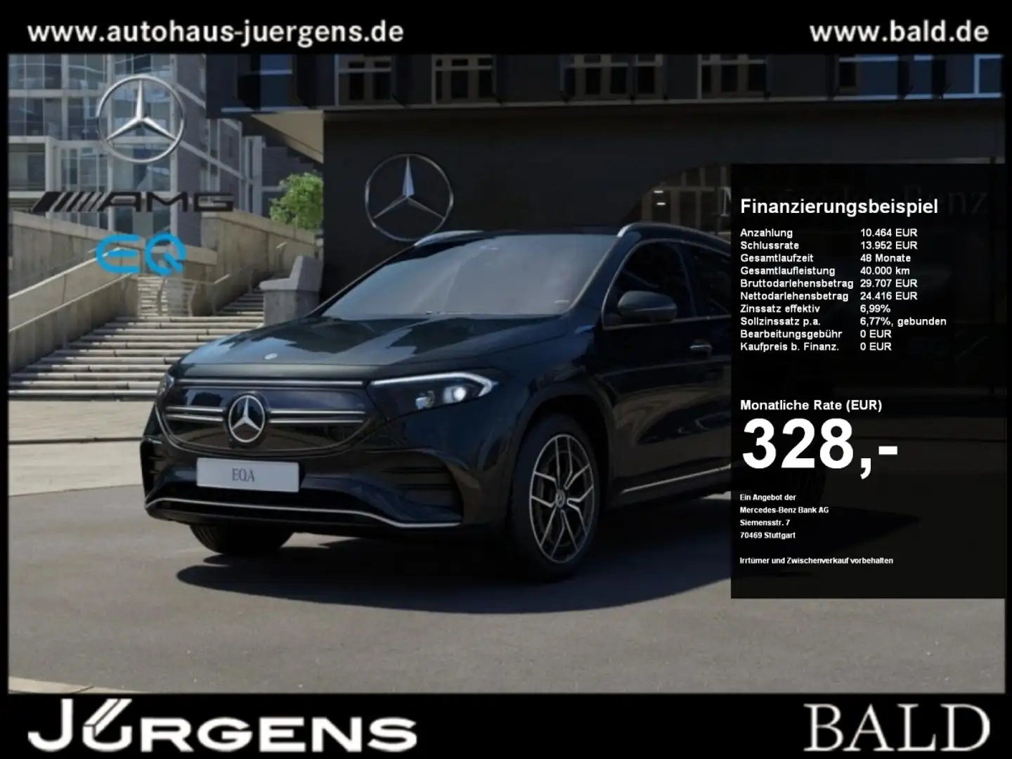 Mercedes-Benz EQA 250 AMG/Wide/LED/Pano/360/Sound/Totw/Easy/19 Schwarz - 1