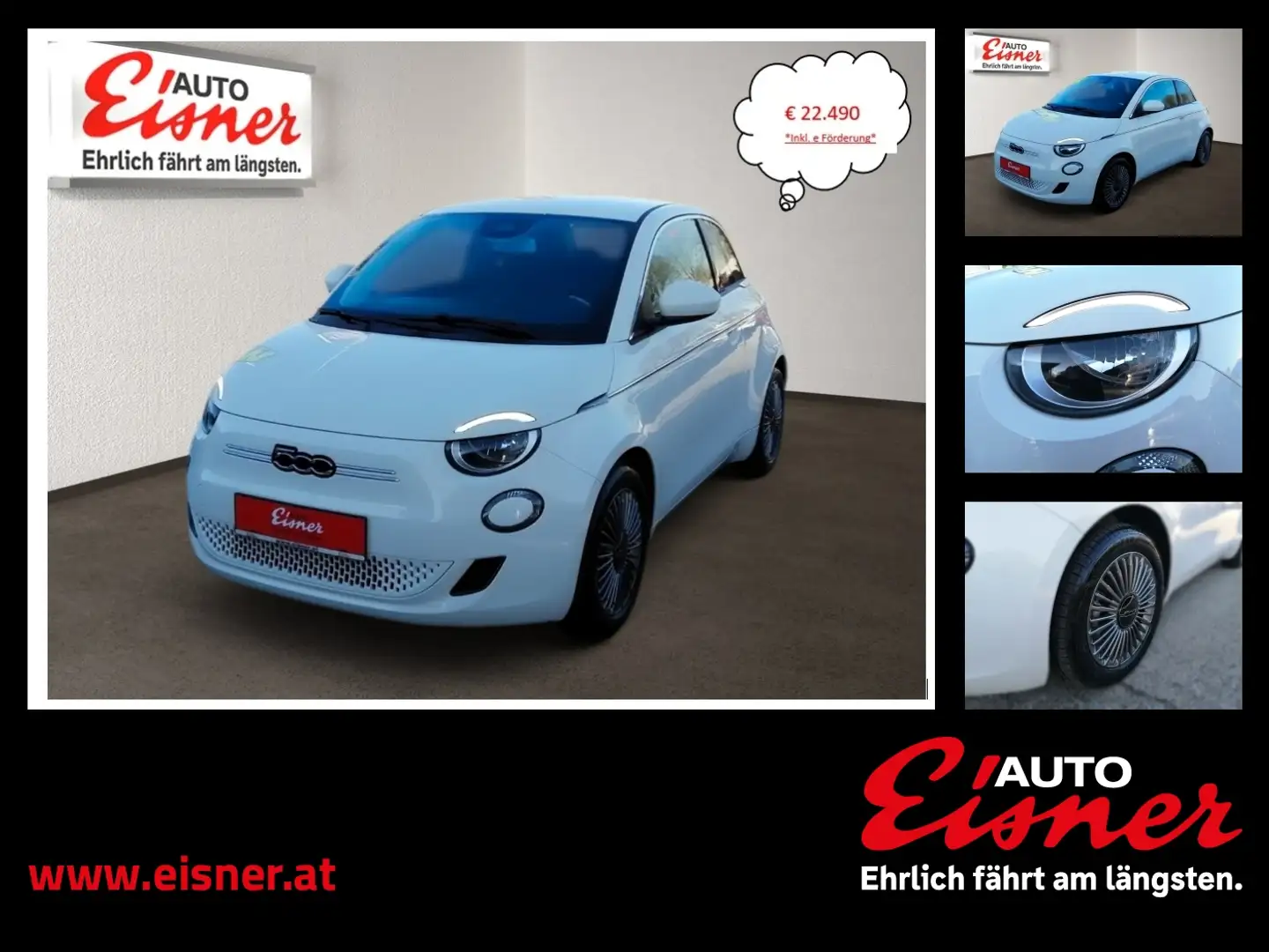 Fiat 500e HB 19.490.- abzüglich möglicher Förderungen Білий - 1