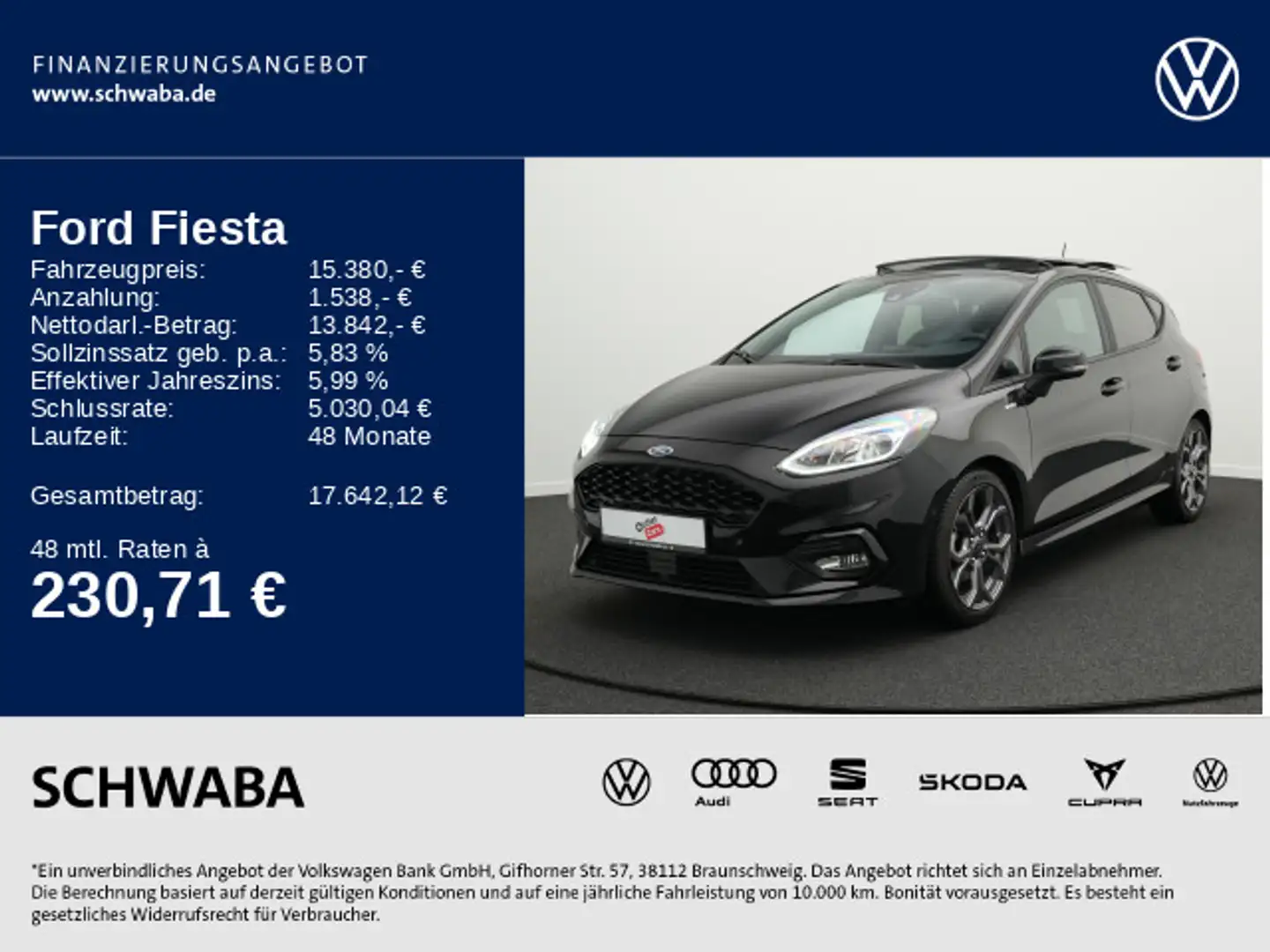 Ford Fiesta 1.0 EcoBoost ST-Line *PANO*ACC*R-KAM*17"* Noir - 1