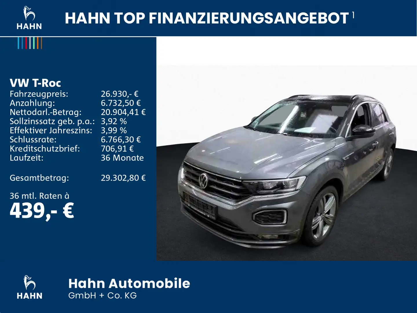 Volkswagen T-Roc 1.5TSI DSG Sport R-Line AHK LED Navi CAM Grau - 2